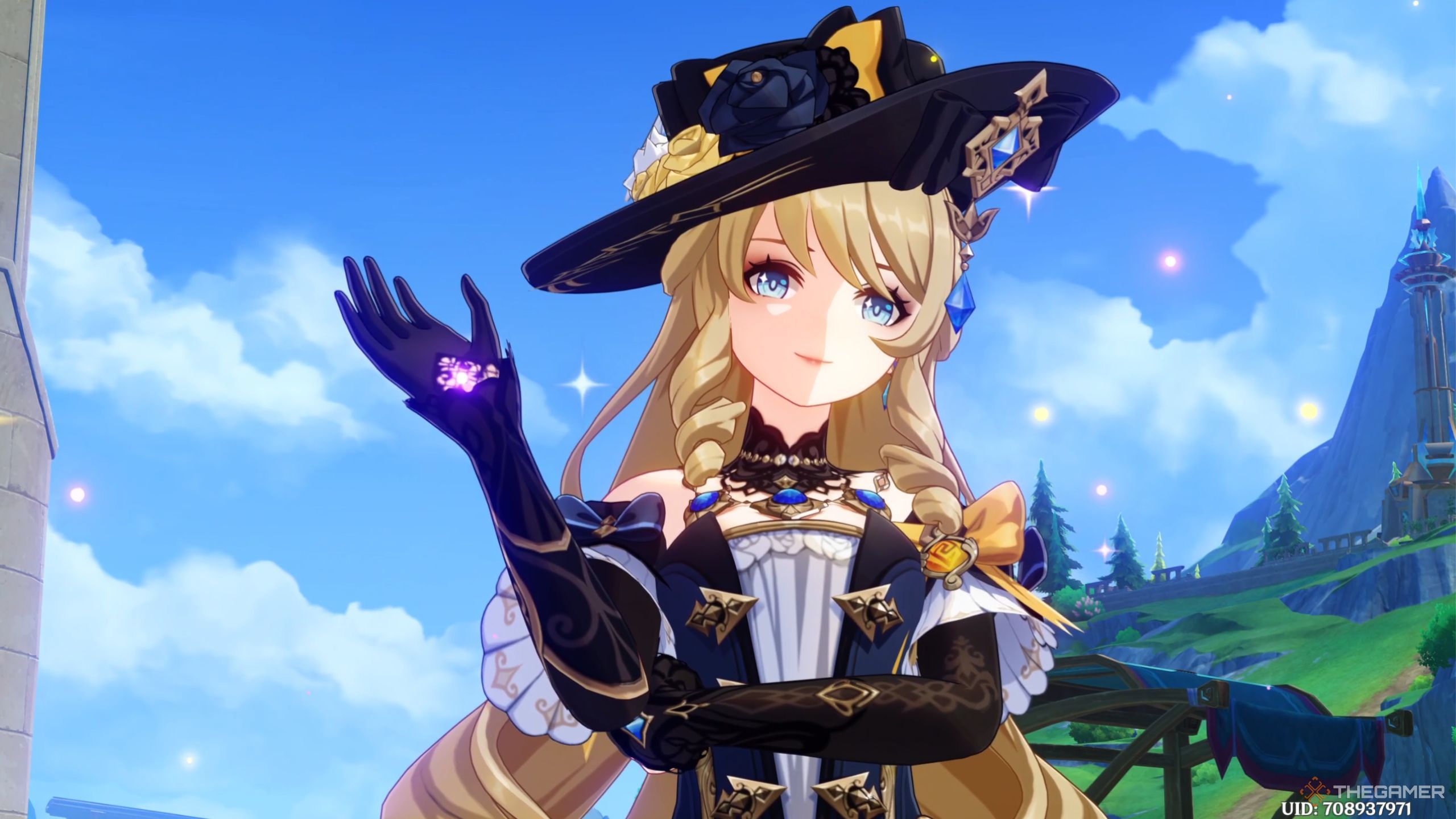 Genshin Impact navia greeting the travelers.
