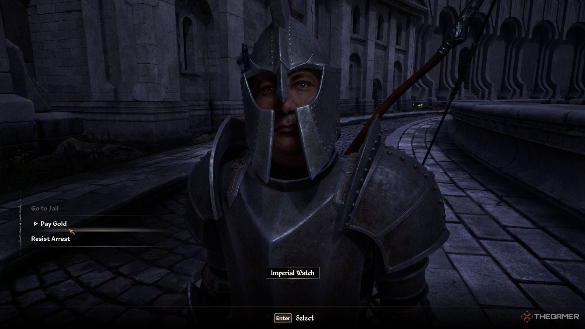 The player character shows a Guard near the Imperial City in Oblivion Remastered.