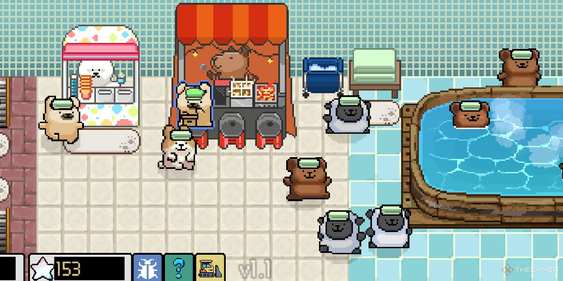 Guests eating at a food stand in Animal Spa.-1