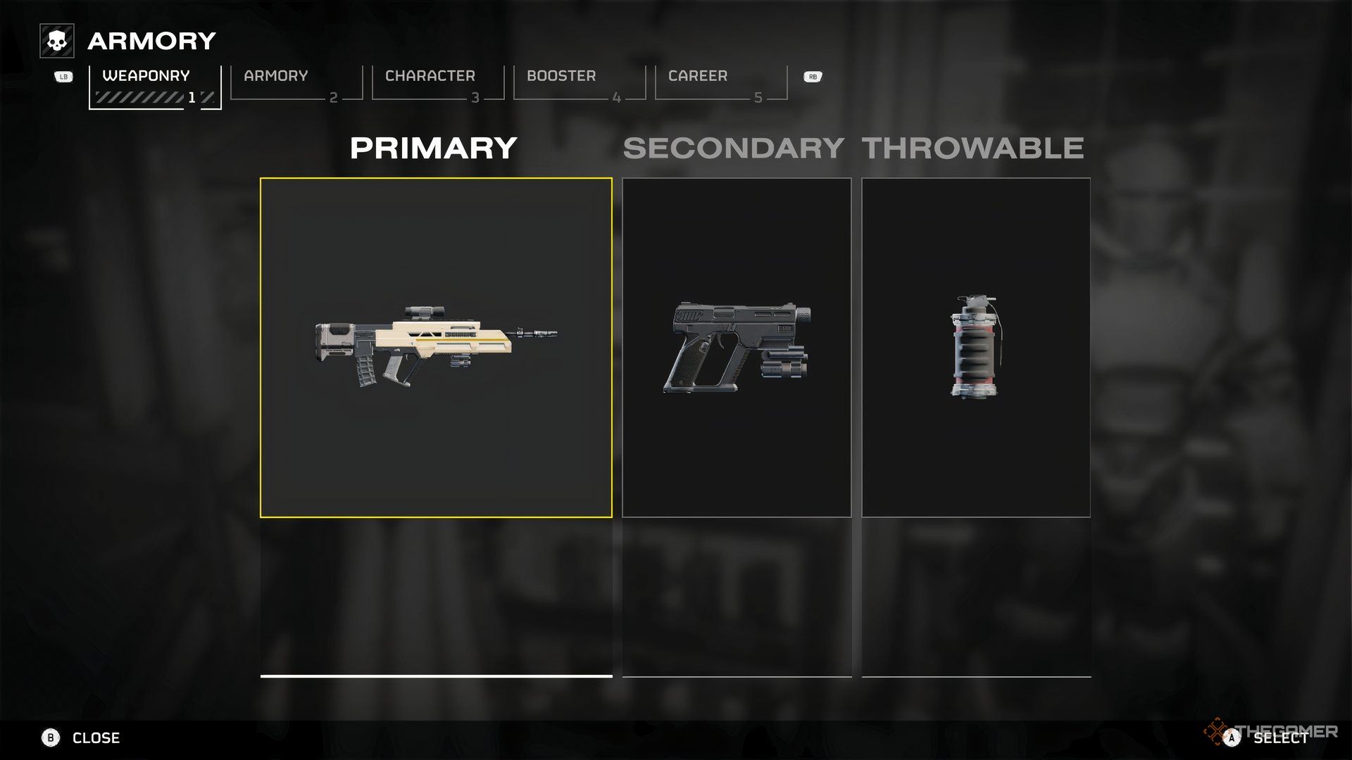 At the Armory menue with the primary weapon selected in Helldivers 2.