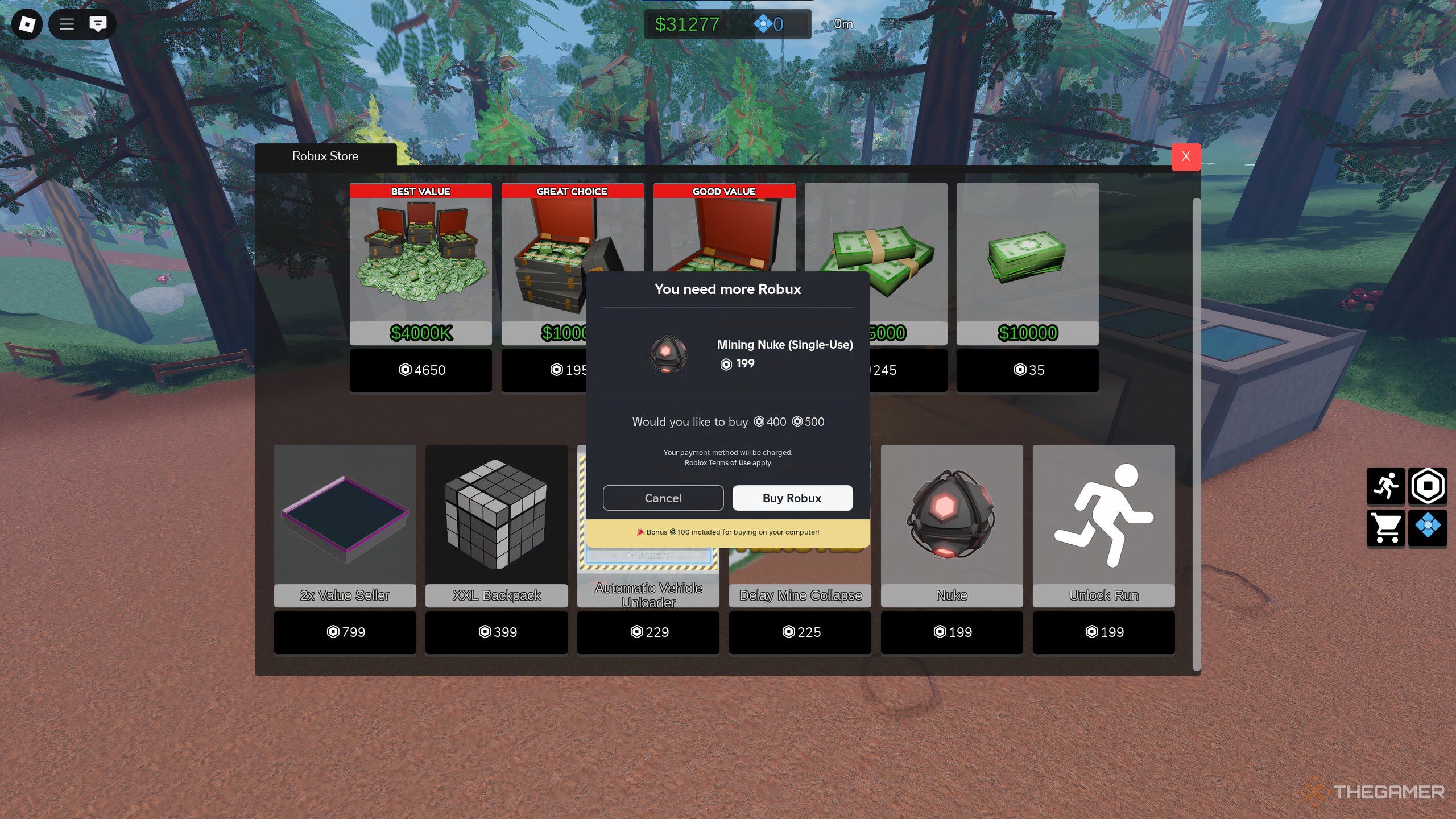 The Nuke in the Robux Store of Ultimate Mining Tycoon on Roblox.