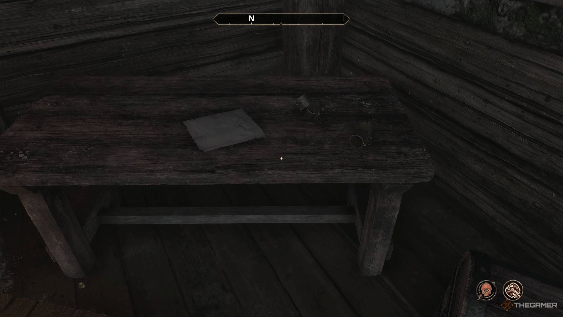 Wrist irons on a table in Sundercliff Village in the Elder Scrolls IV: Oblivion Remastered.