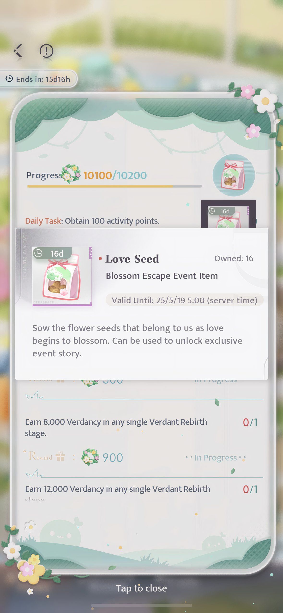 Love And Deepspace: The full item description for Love Seeds. 