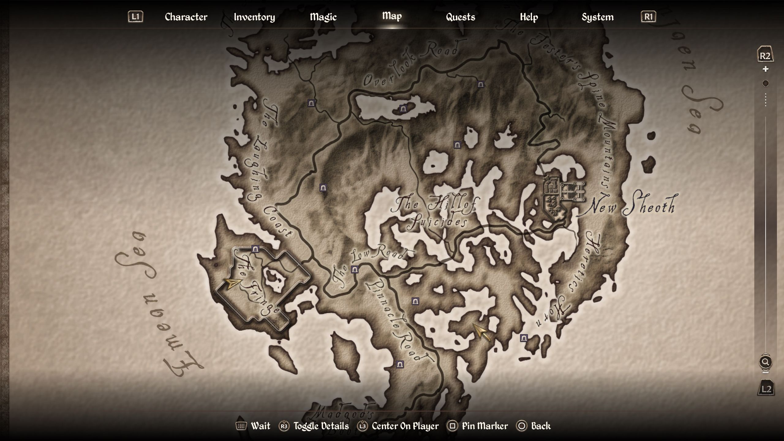 Map picture showing all the caves in Shivering Isles - Oblivion Remastered