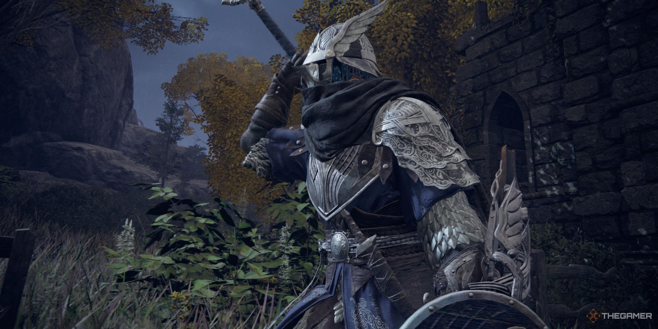 Wylder gripping his sword on his back from Elden Ring Nightreign.