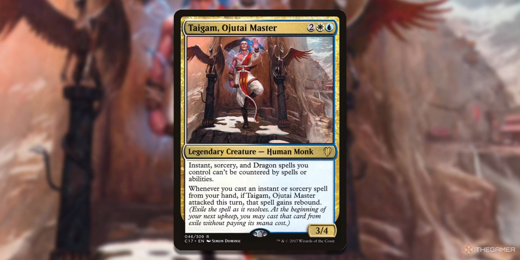 MTG Taigam, Ojutai Master card with the art in the background.