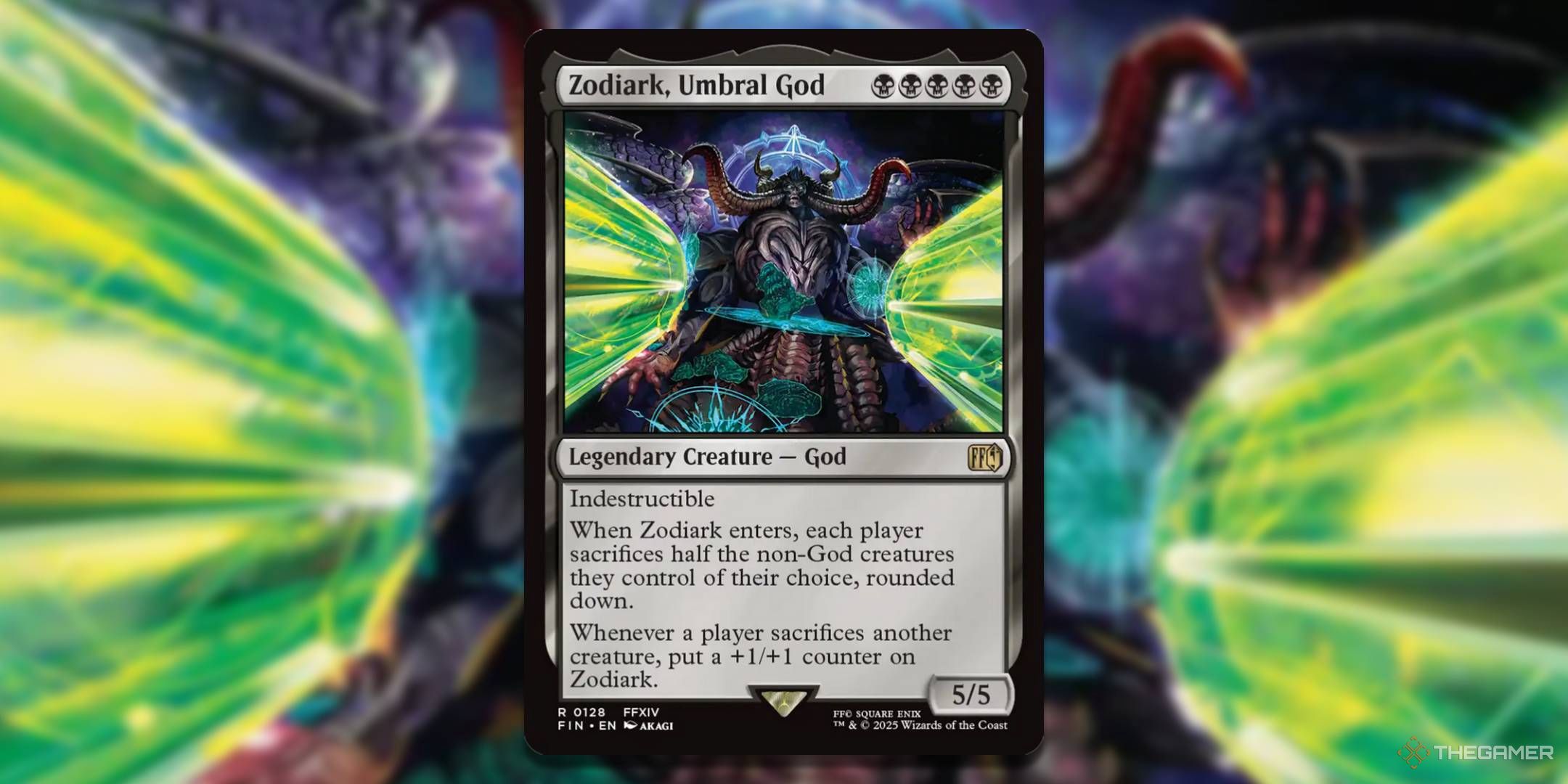 MTG Zodiark, Umbral God card with the art in the background.