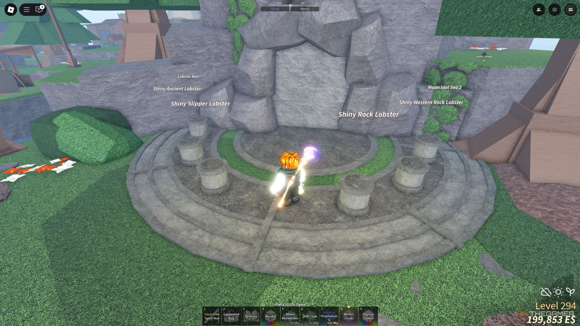 The player character shows the Netters Haven Cave location on Netter’s Haven Island in Fisch.