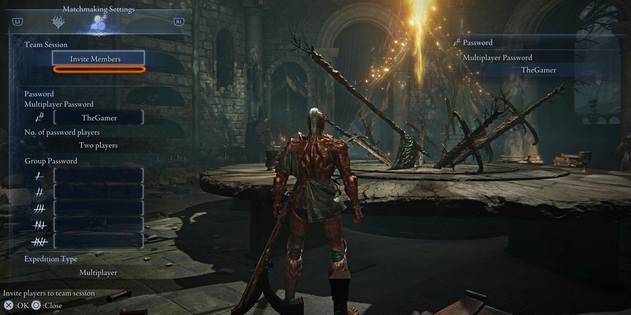 Elden Ring Nightreign player matchmaking. Invite members is underlined.