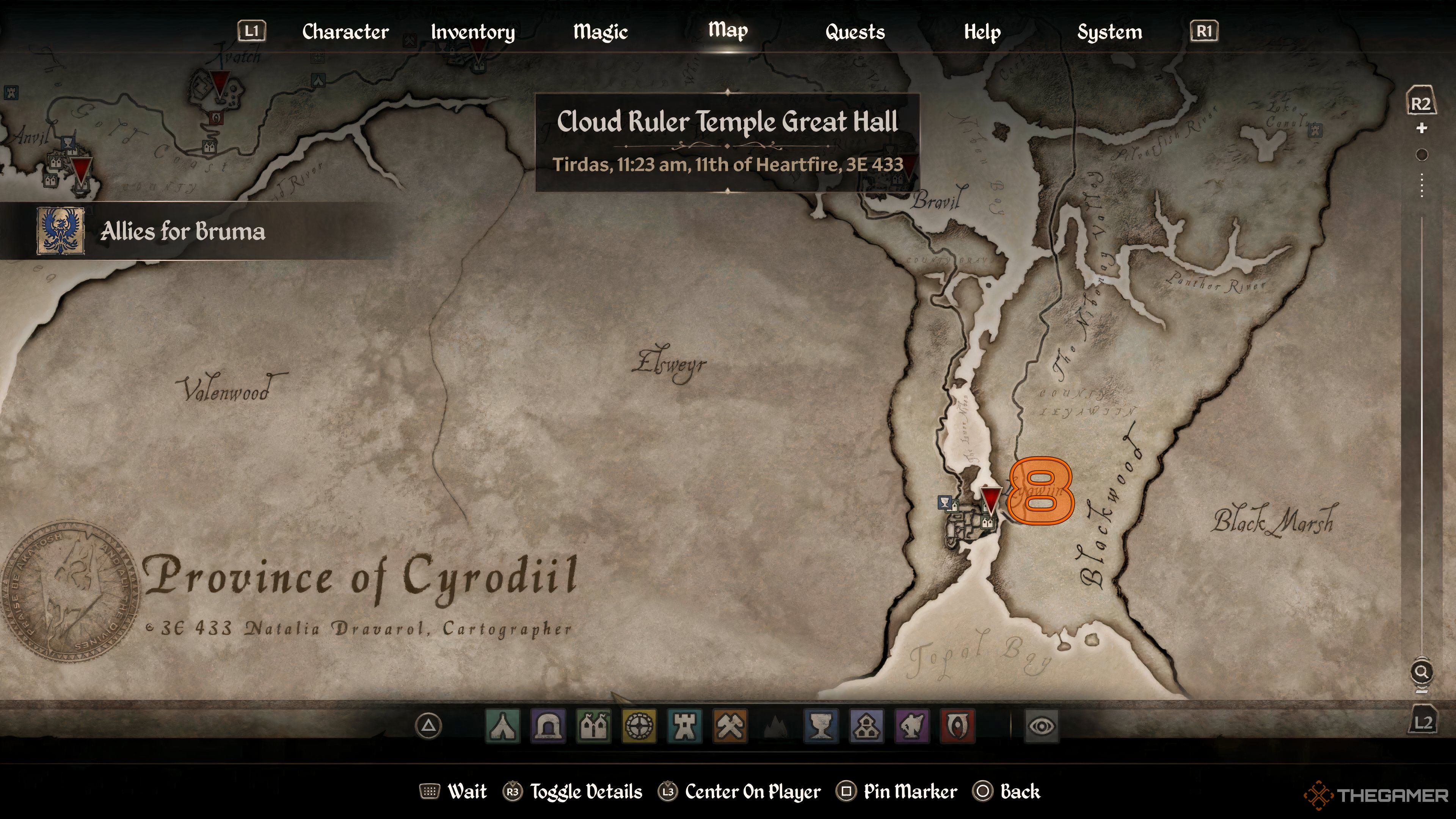 The map in Oblivion Remastered showing the final location of the Oblivion Gates in Oblivion Remastered.