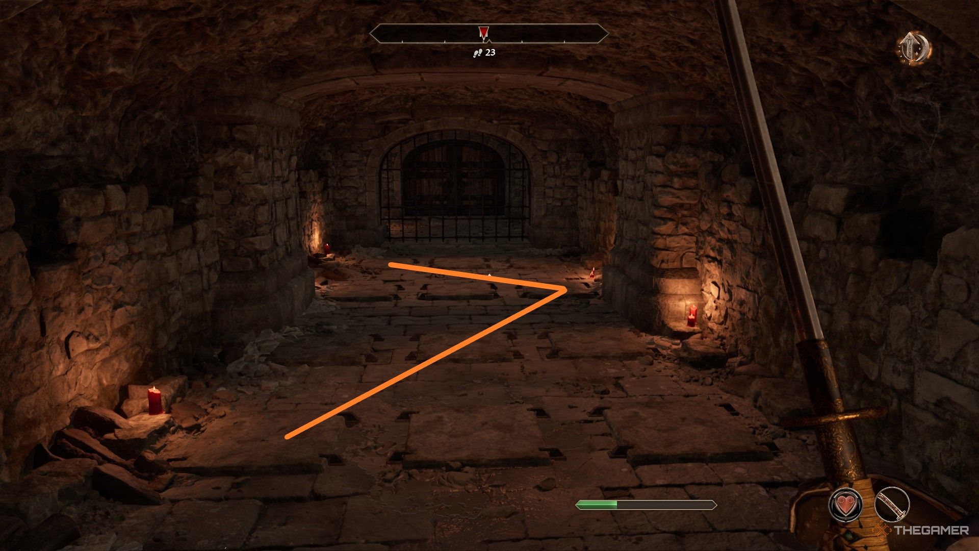 Линия показывает решение головоломки с плитками в Форте Булворк в Oblivion Remastered.