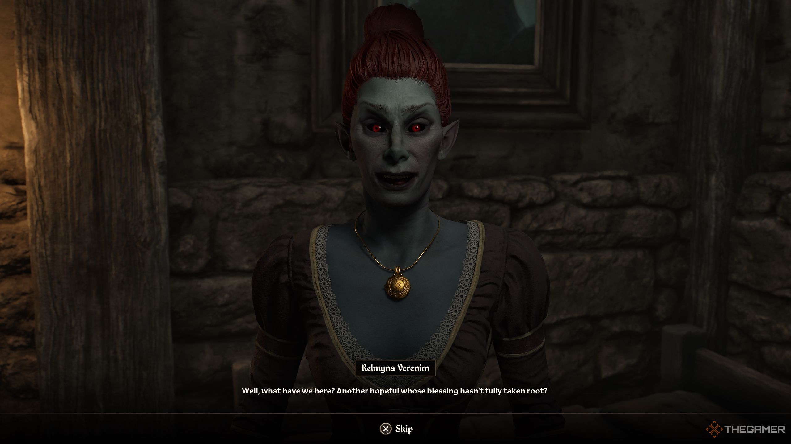 Player speaking to Relmyna - Oblivion Remastered