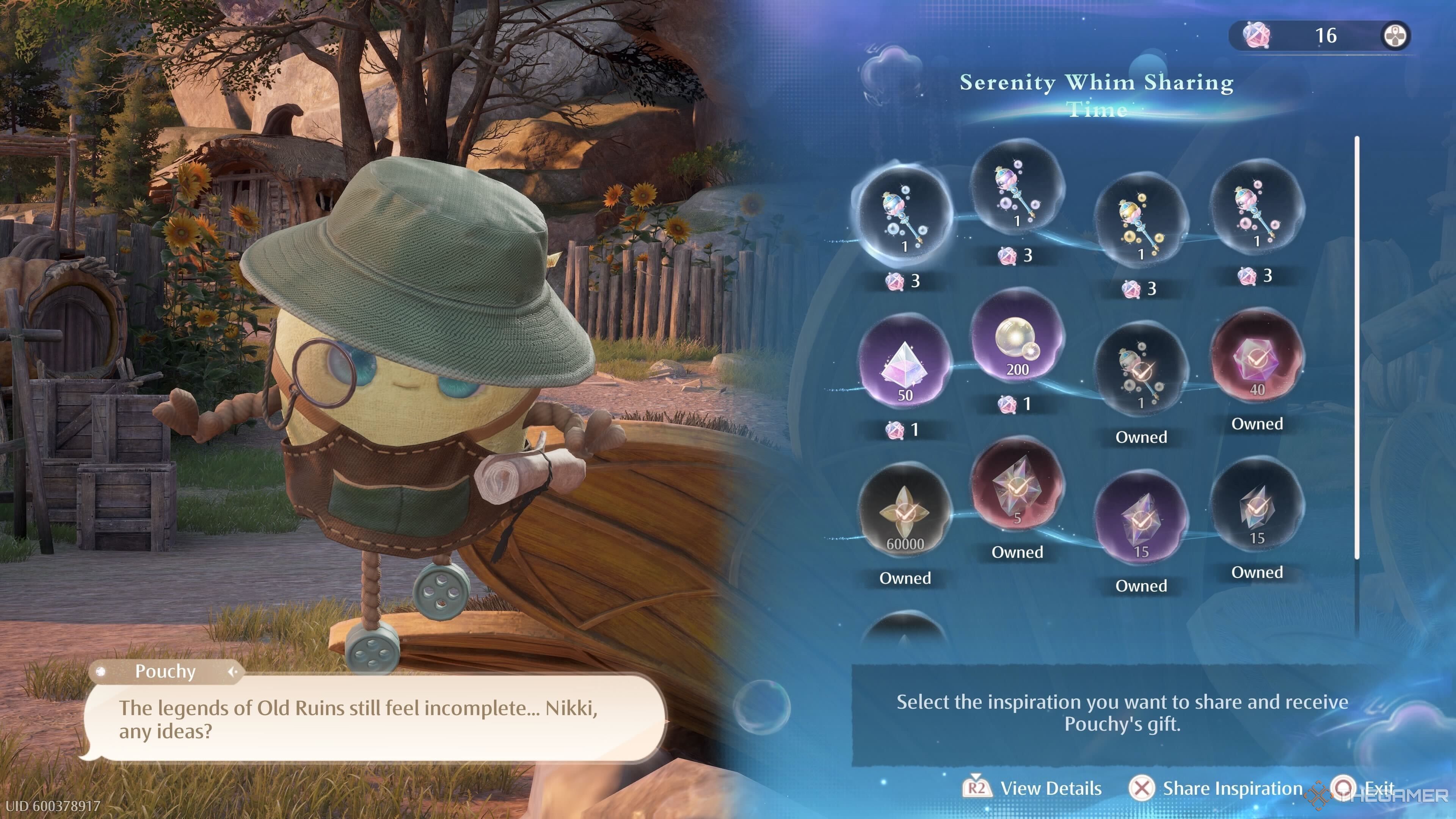 Pouchy's shop when trading in Whim Bubbles in Infinity Nikki.