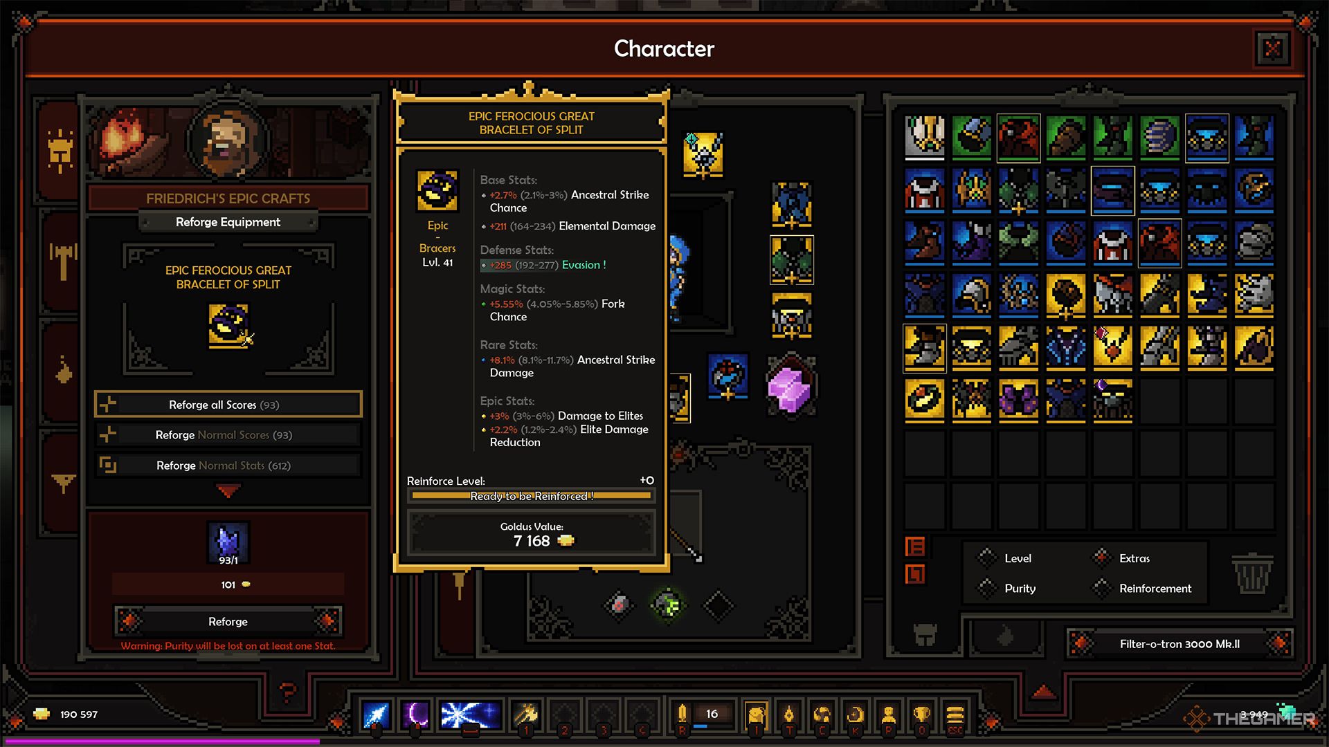 A Pure stat on a piece of gear in The Slormancer.