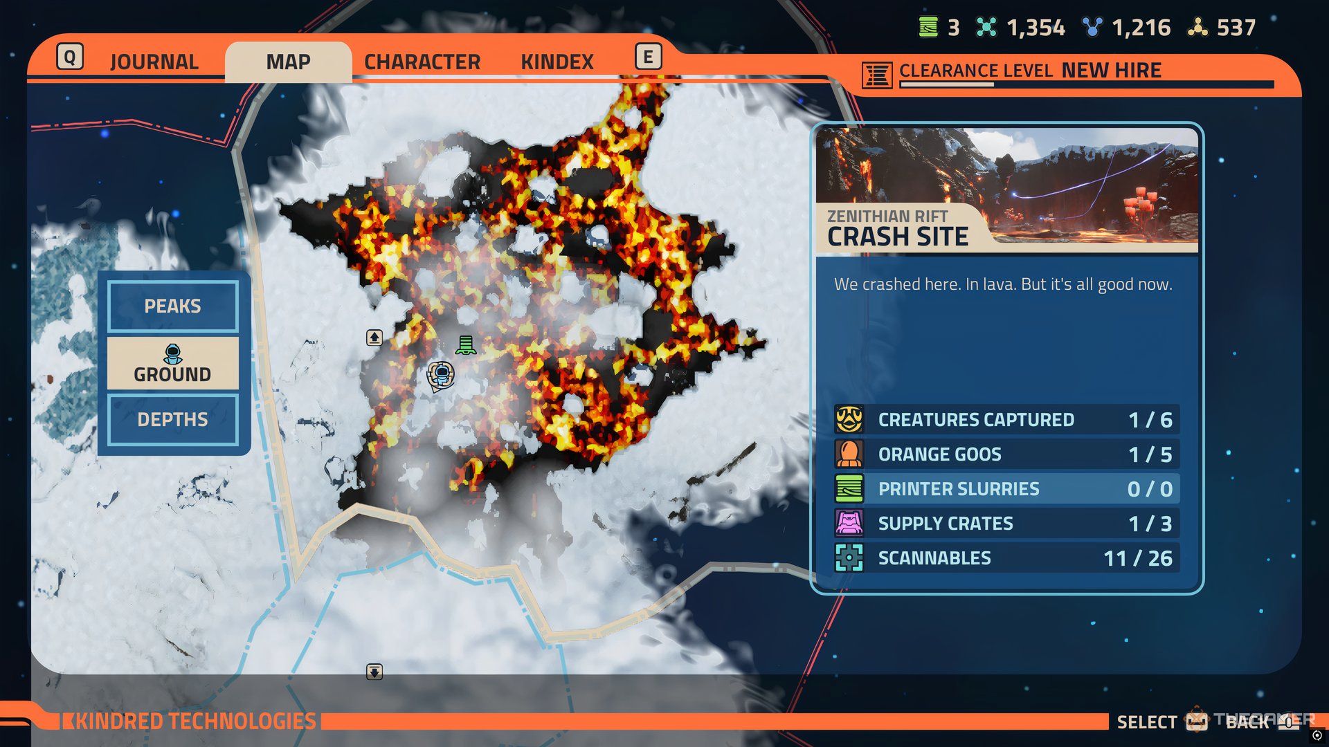 Player at a crate's location on the map of Revenge of the Savage Planet.