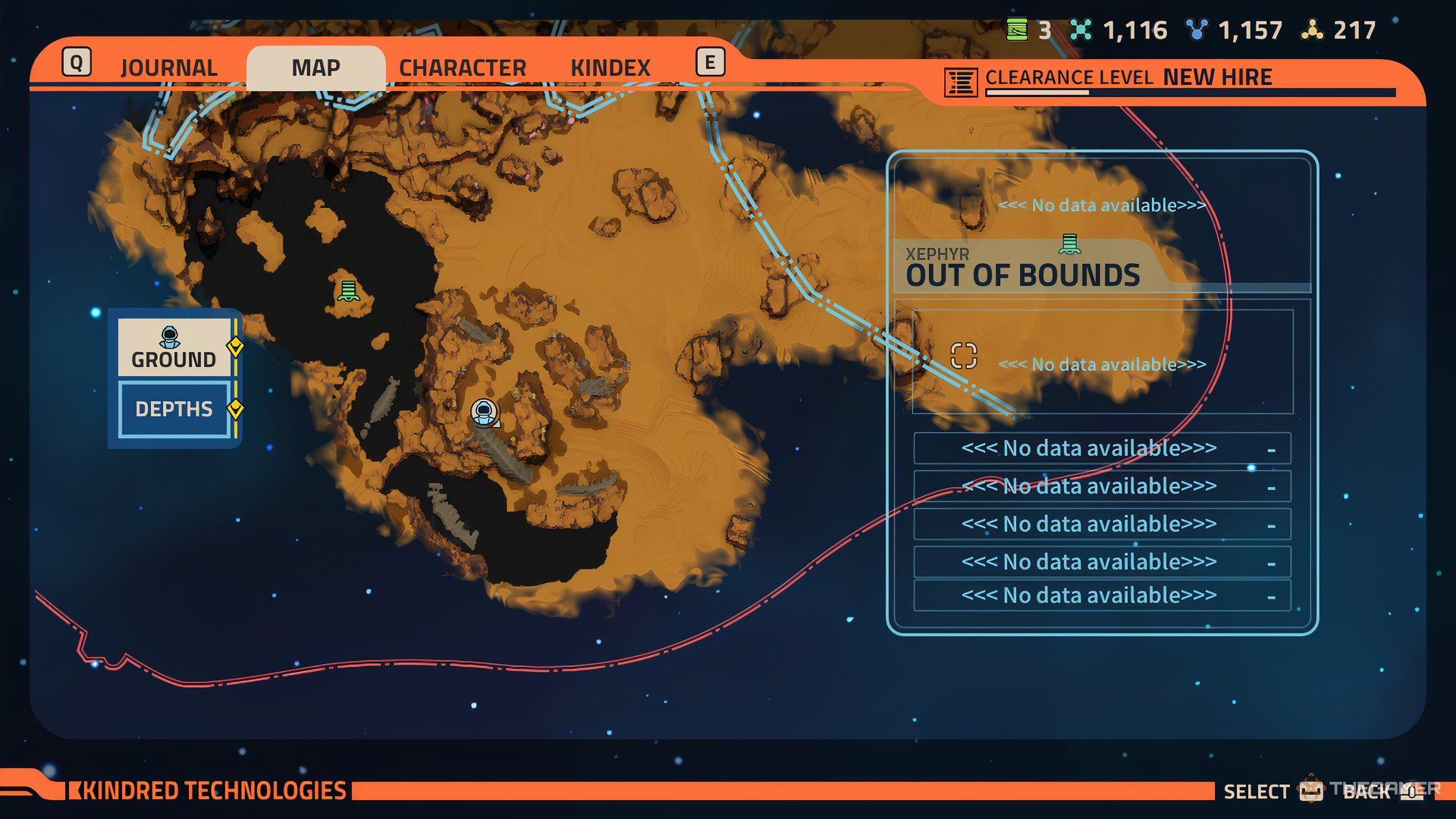 Player on the map of Revenge of the Savage Planet highlighting the location of the first Printer Slurry.
