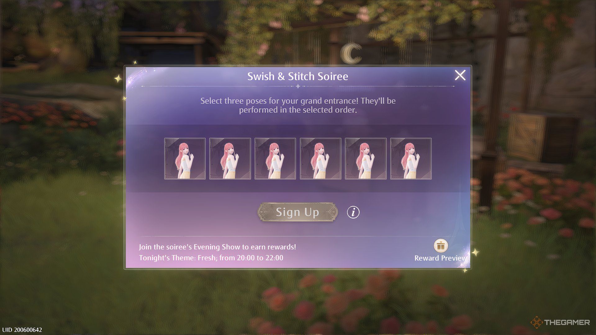 The Swish and Stich menu is shown in Infinity Nikki.