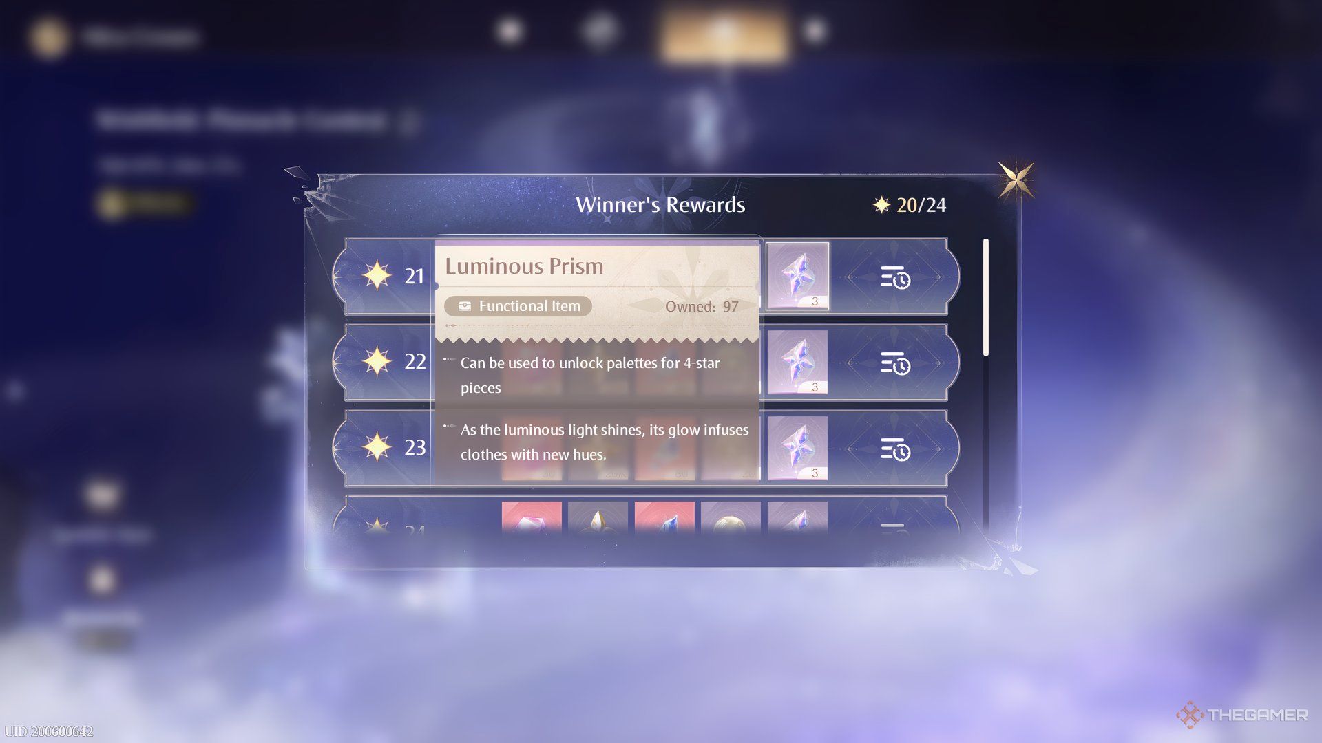 Награды Короны Миры показывают Сияющую Призму (Luminous Prism) в Infinity Nikki.