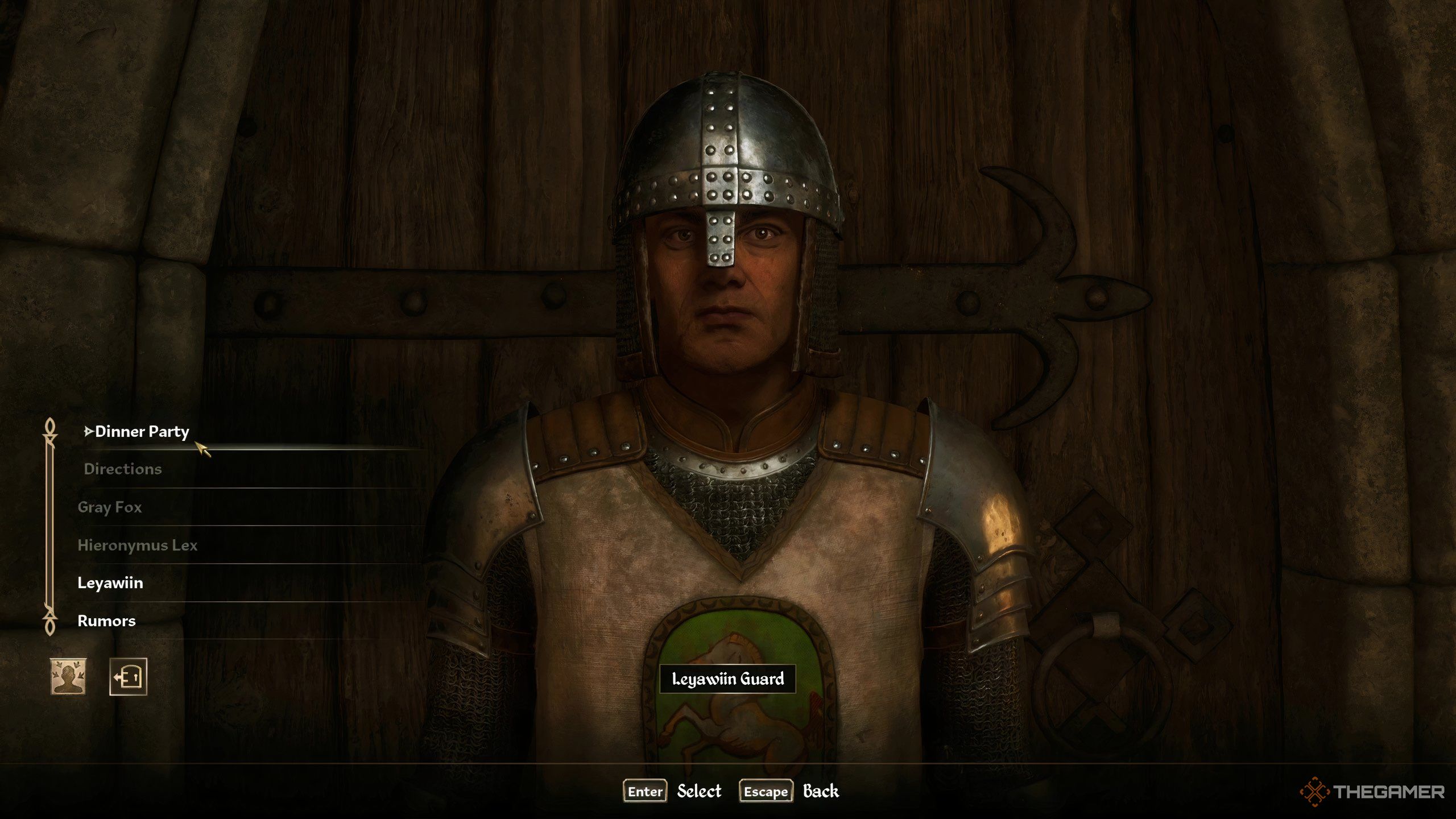 Speaking to the guard blocking the dinner party in Oblivion Remastered.