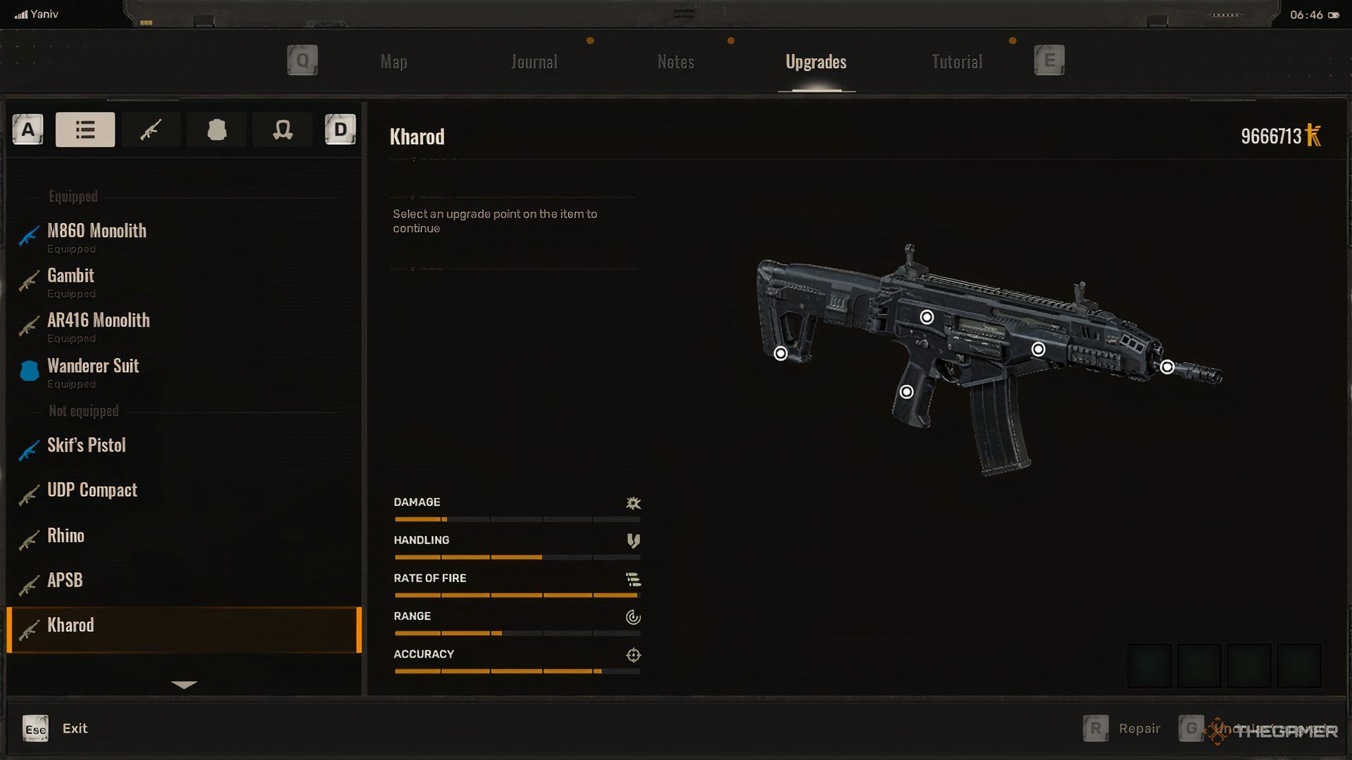 The Kharod assault rifle and its stats in Stalker 2.