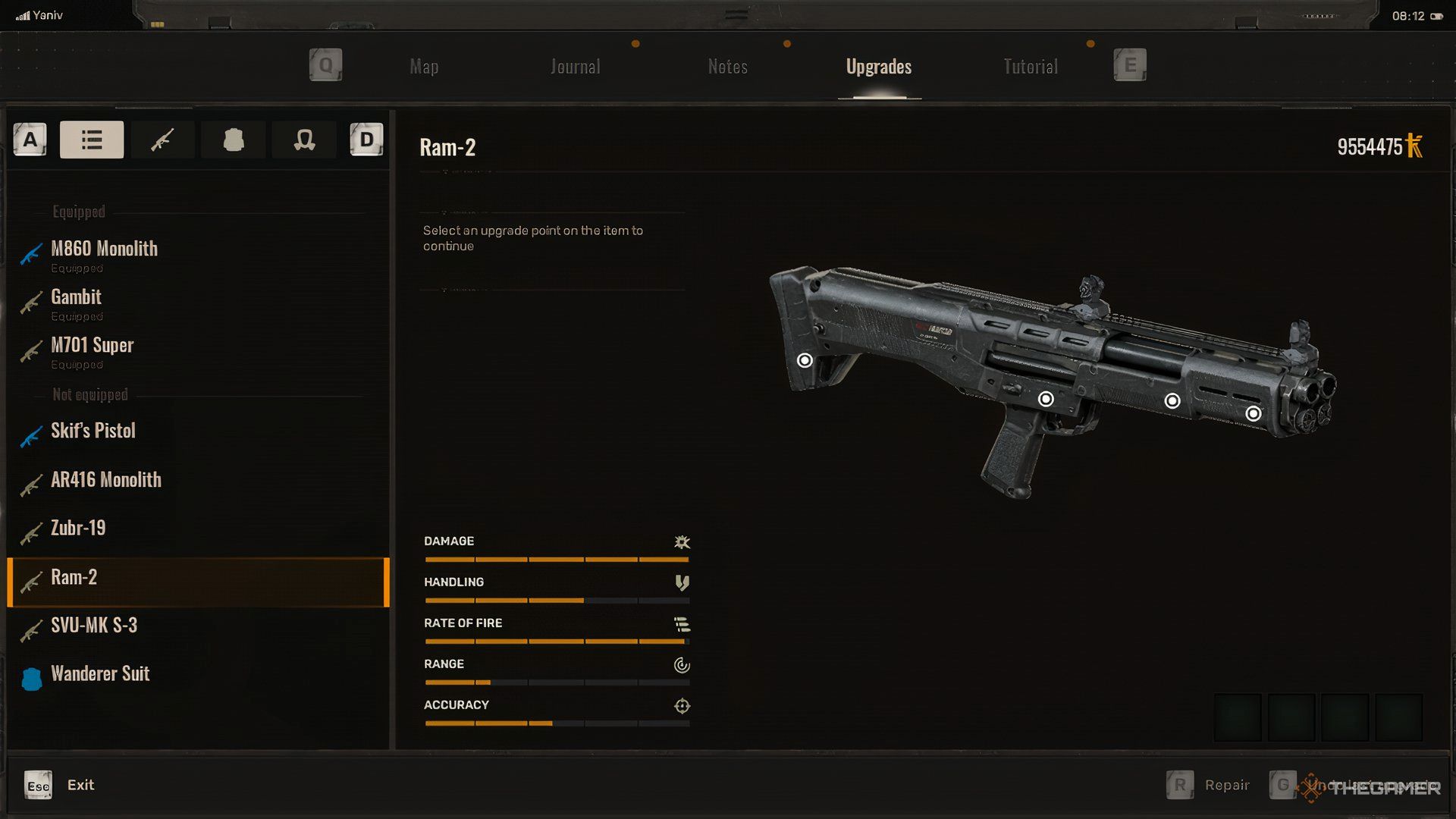 The RAM-2 shotgun with its stats in Stalker 2.