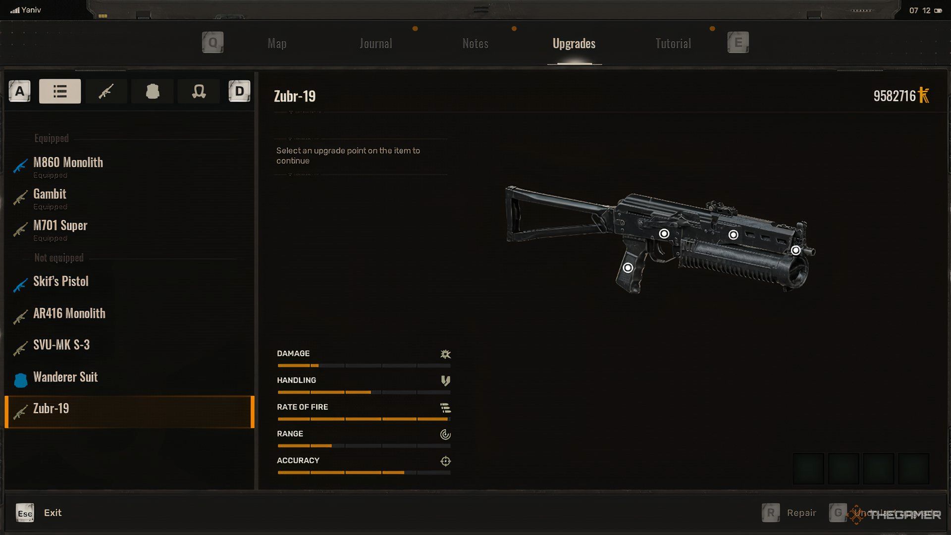 The Zubr-19 and its stats in Stalker 2.