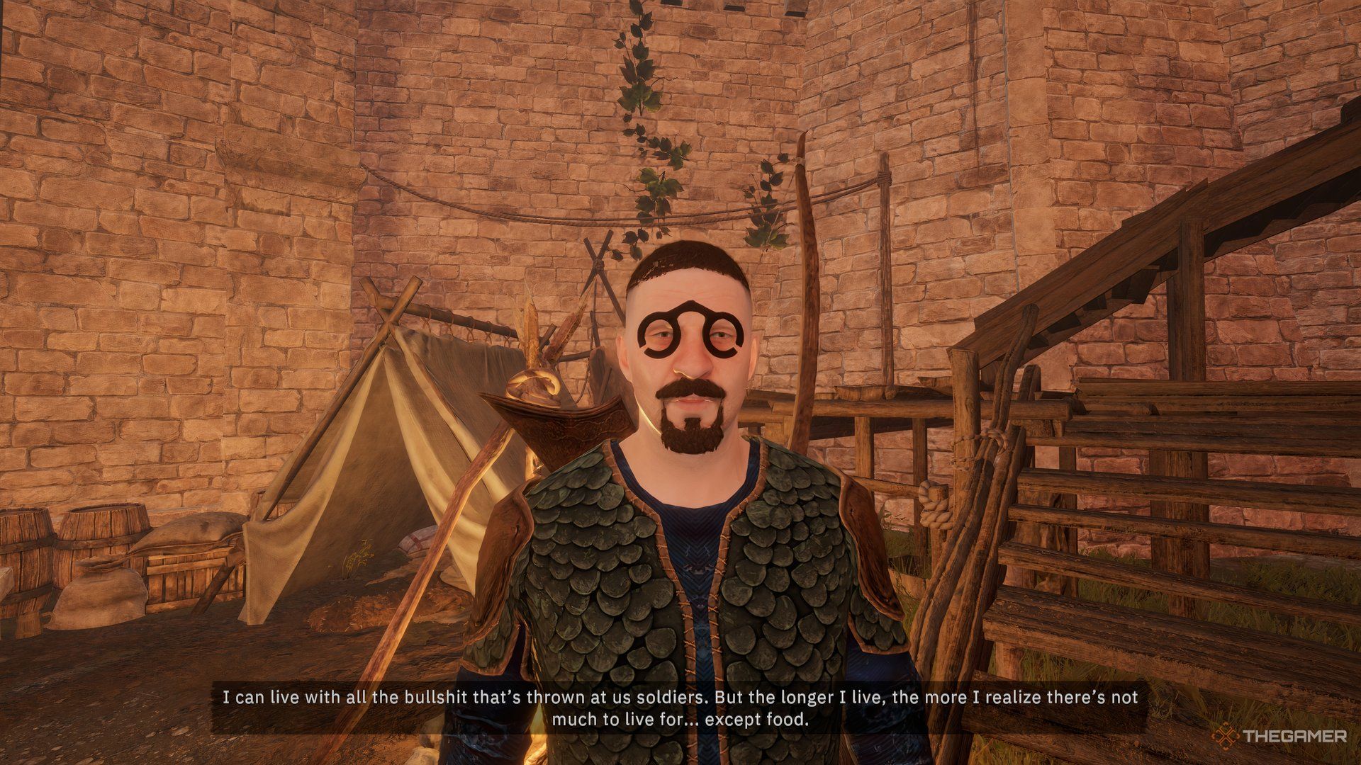 Tainted Grail Fall of Avalon - A man with glasses talking about how he lives for food.