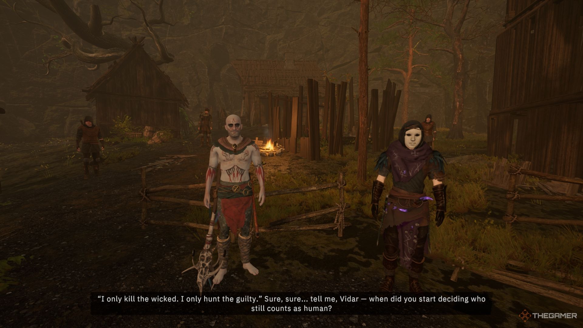 Self criticizing Vidar's morals in an abandoned village.