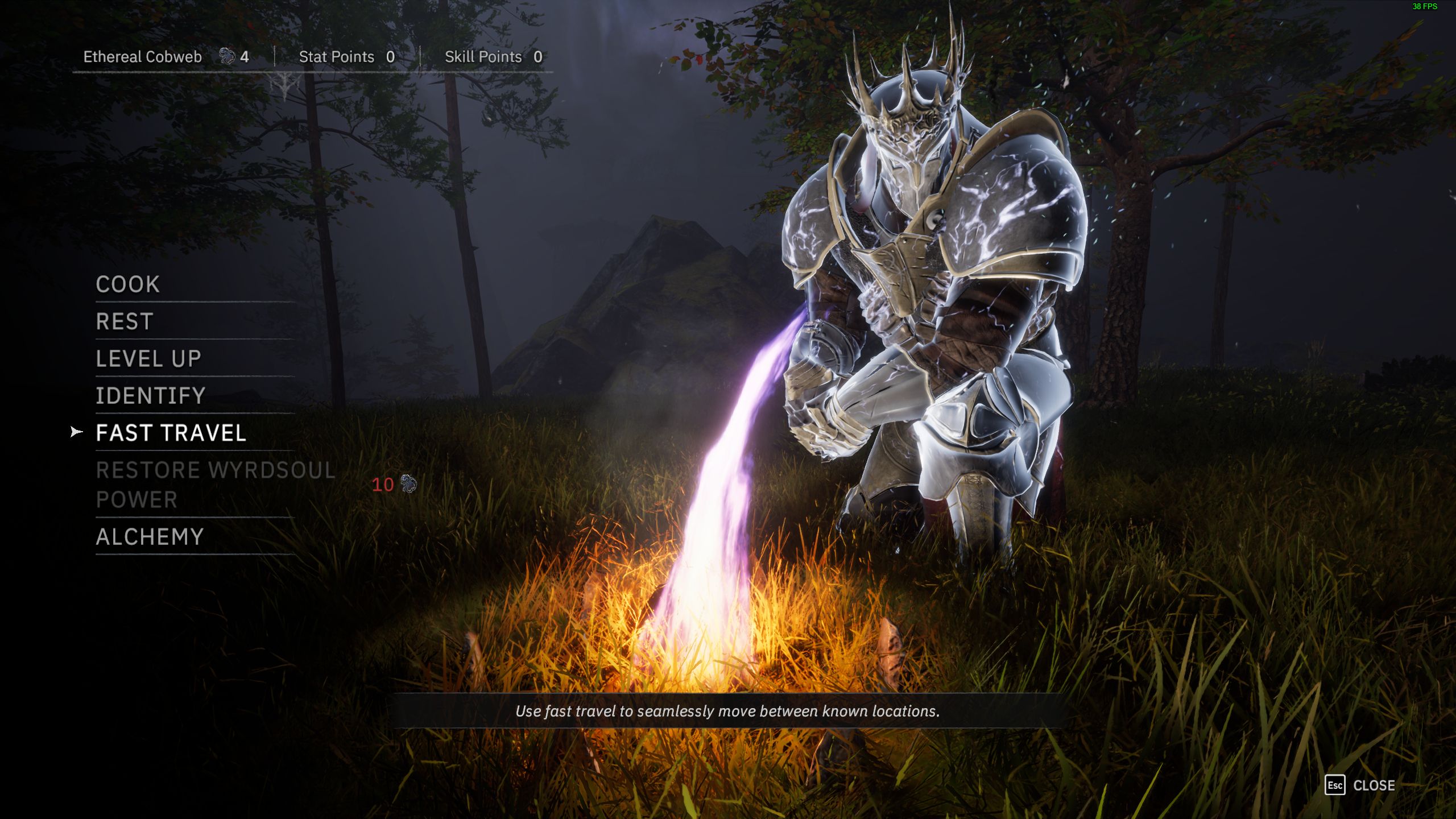 A fueled bonfire in Tainted Grail: The Fall Of Avalon.