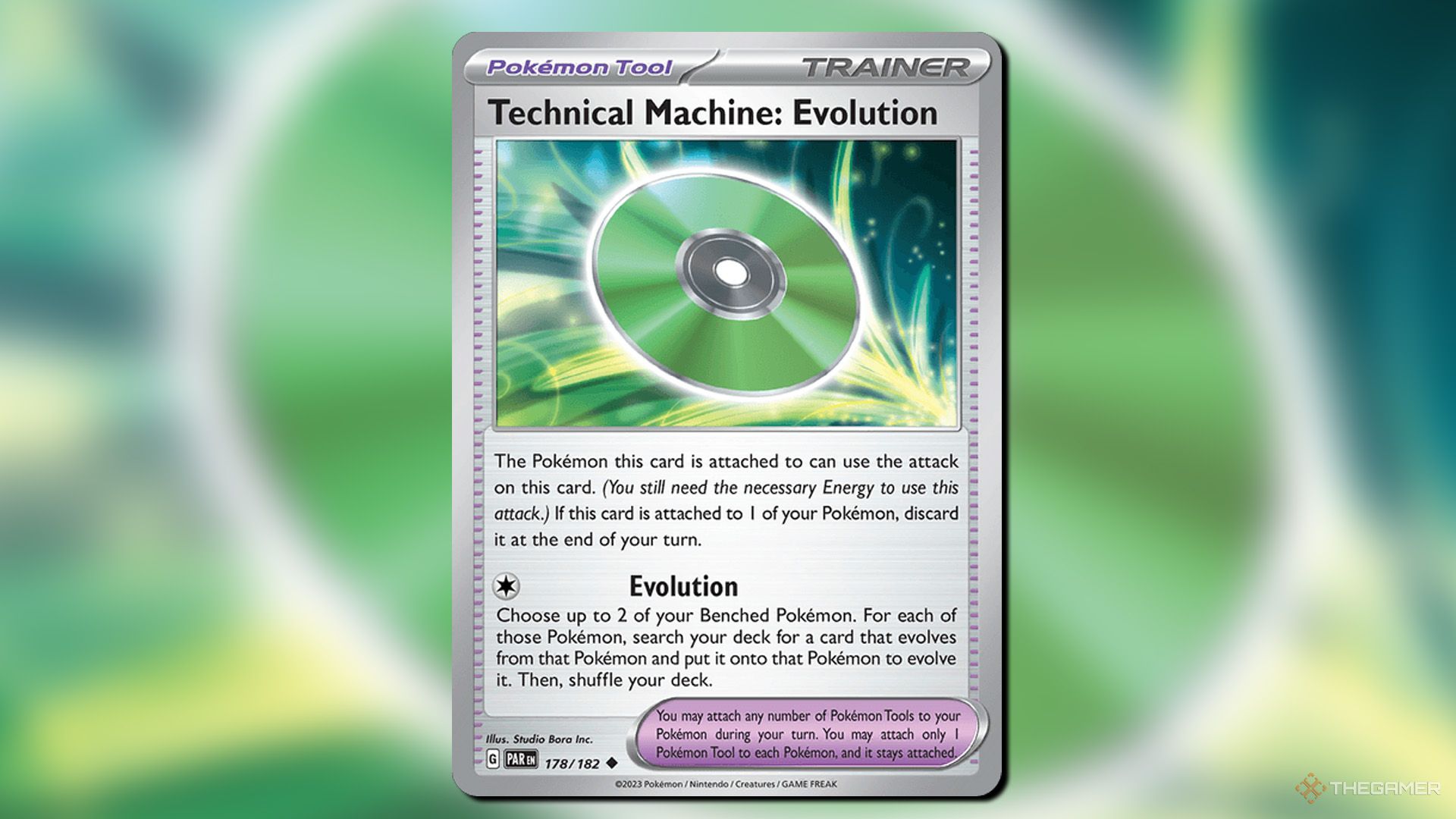 Technical Machine Evolution card from the Paradox Rift in Pokemon TCG.