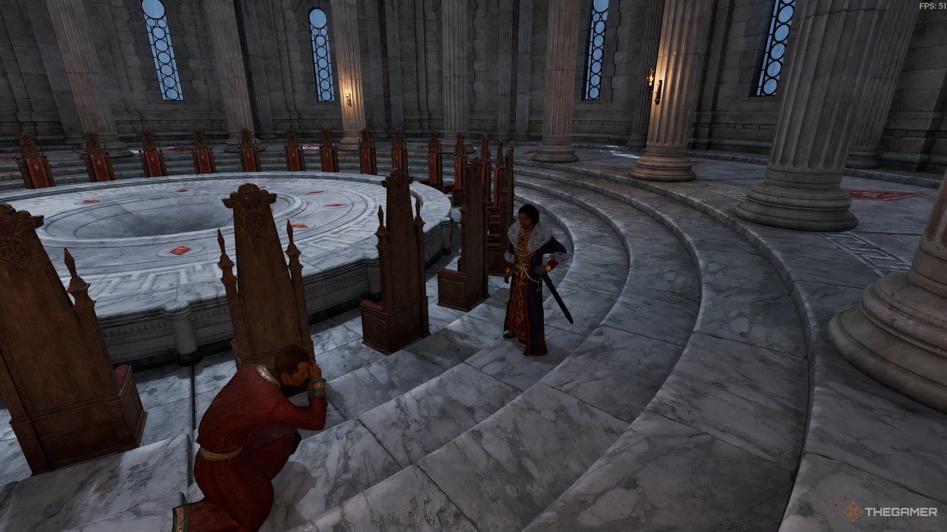 Канцлер Окато беседует с Мартином Септимом в The Elder Scrolls IV Oblivion.