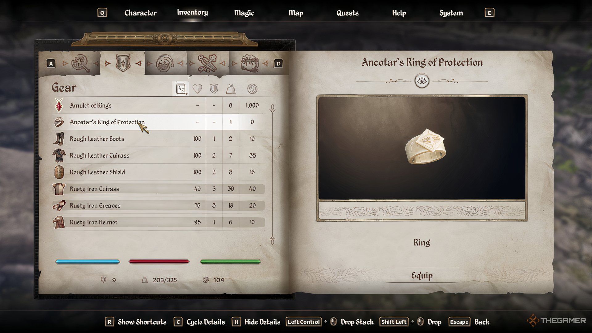 Ancotar's Ring of Protection in The Elder Scrolls IV Oblivion Remastered.