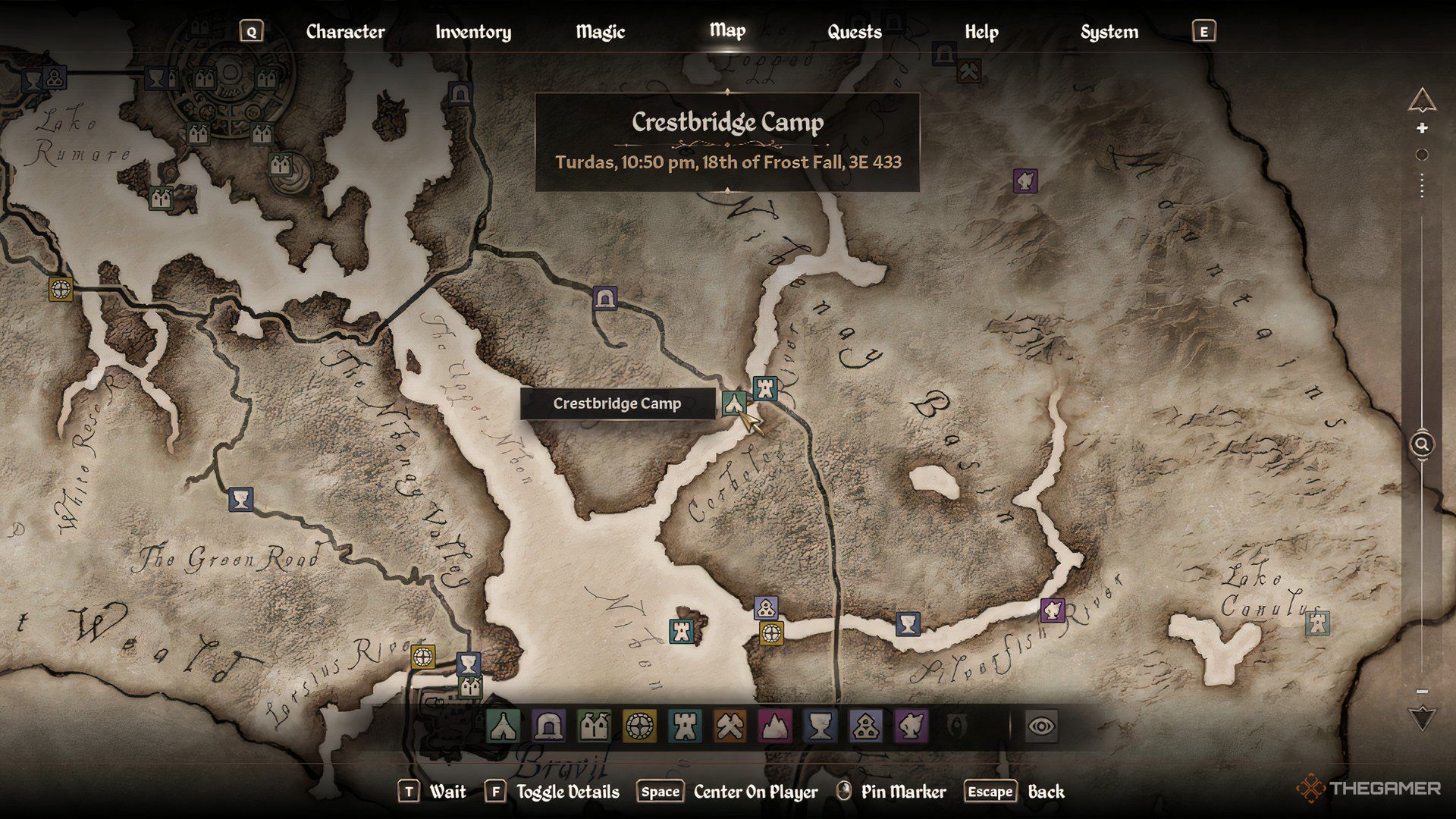 The Crestbridge Camp map location in The Elder Scrolls IV Oblivion Remastered.