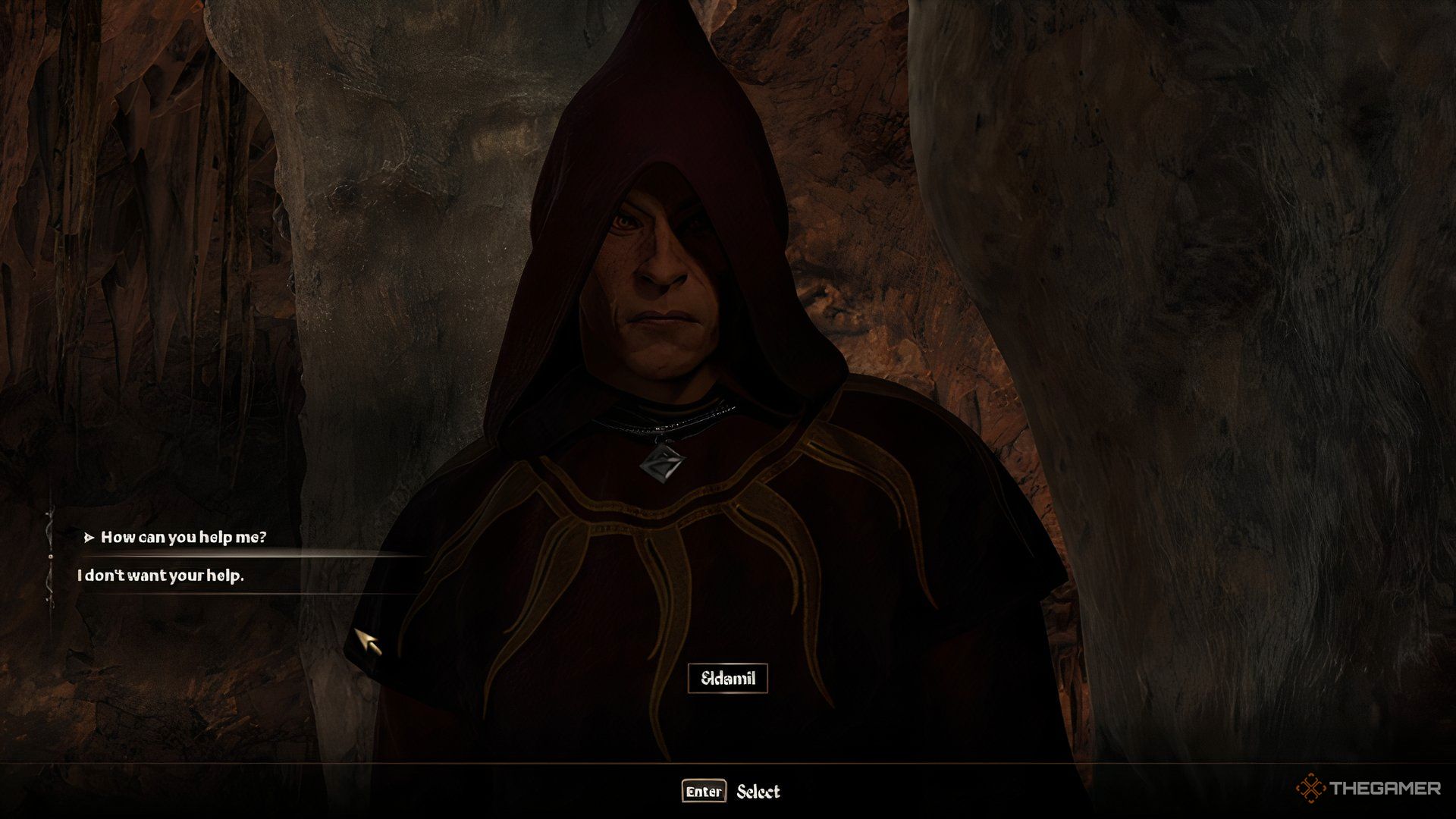 Варианты выбора при разговоре с Эльдамилом в The Elder Scrolls IV Oblivion Remastered.