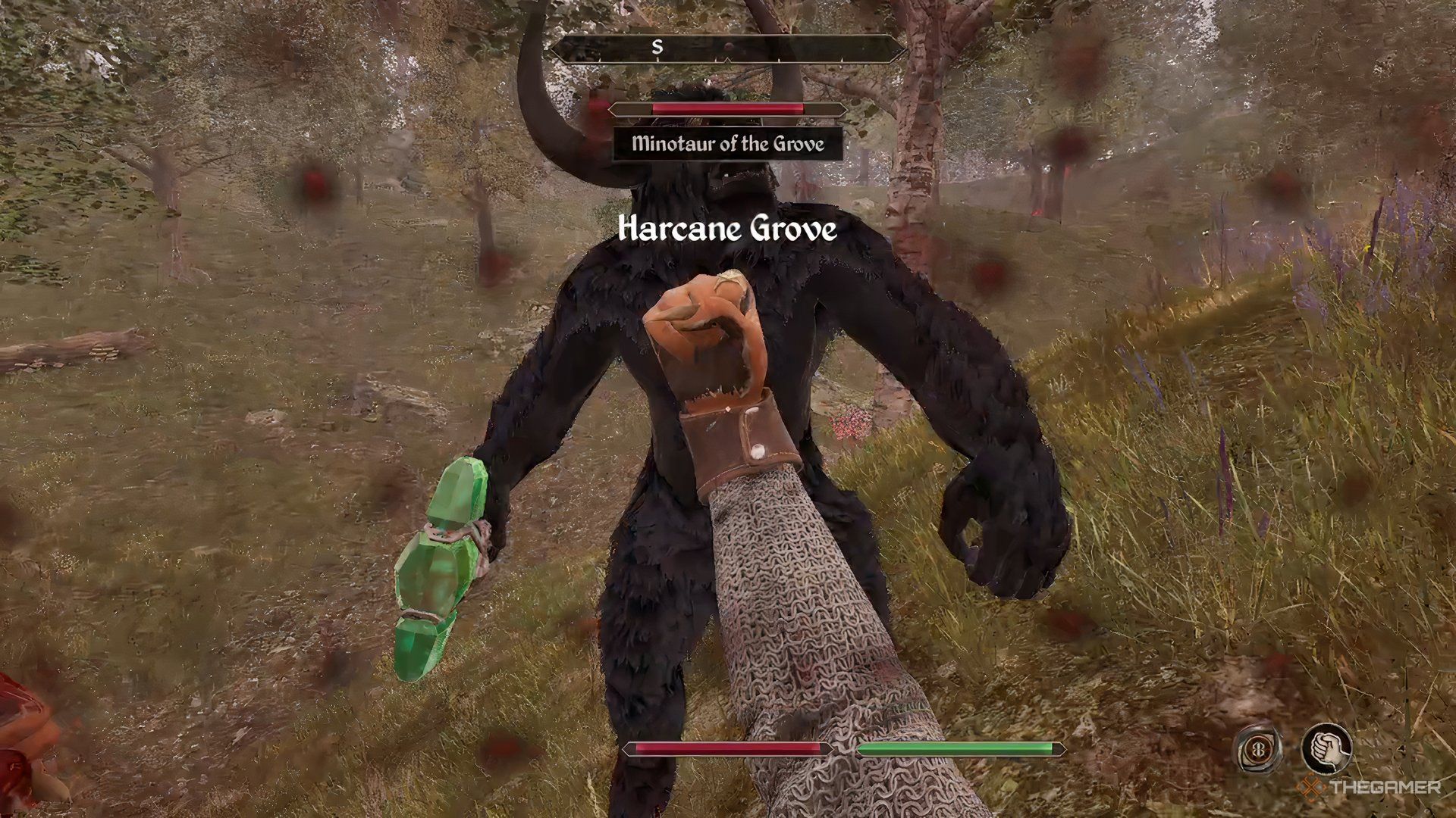 Fighting a Minotaur of the Grove in The Elder Scrolls IV Oblivion Remastered.