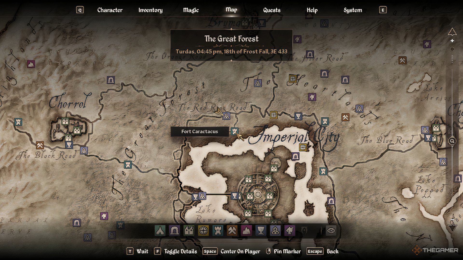 Fort Caractacus map location in The Elder Scrolls IV Oblivion Remastered.