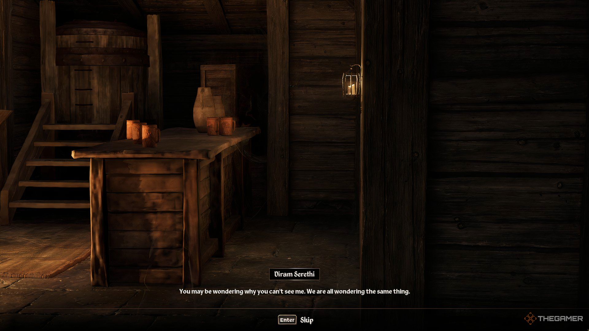 Talking to Diram Serethi in The Elder Scrolls IV Oblivion Remastered.