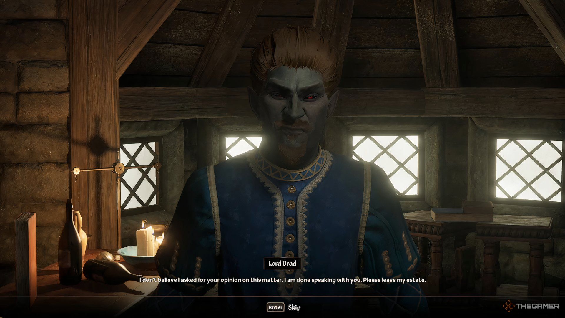 Talking to Lord Drad in The Elder Scrolls IV Oblivion Remastered.