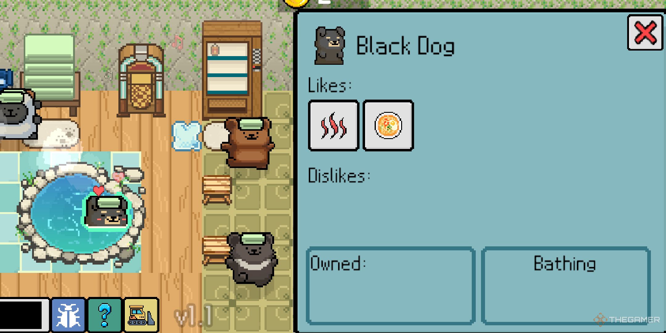 The info page for Black Dog in Animal Spa.