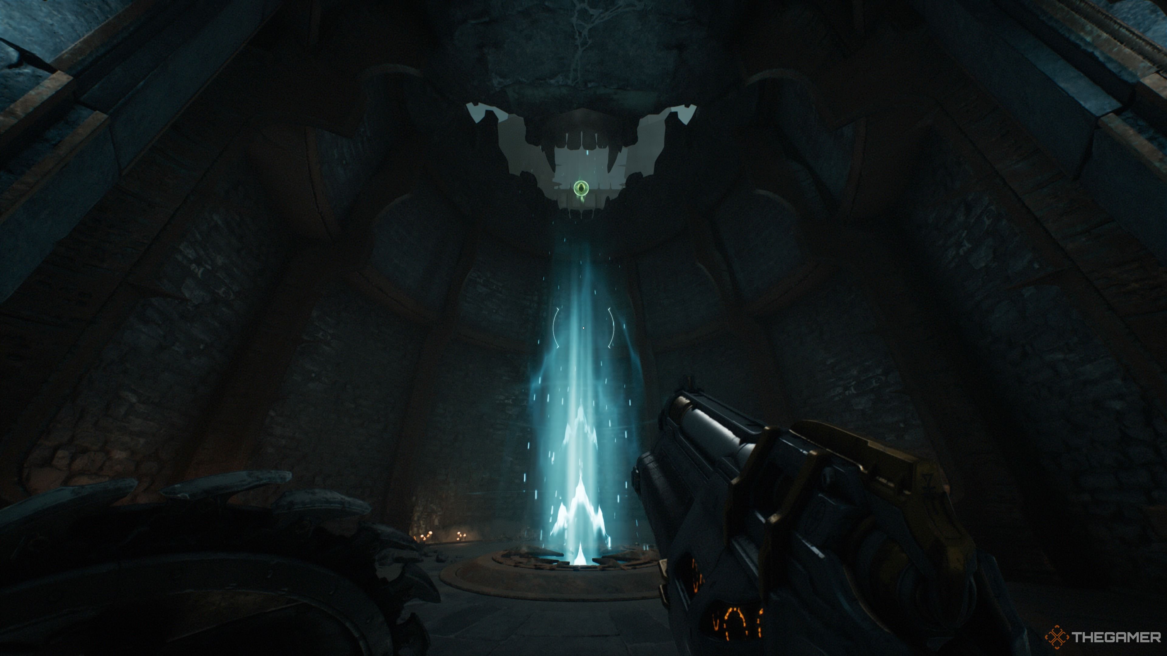 Сигил Жизни в каменном черепе в главе Пристань душ в Doom: The Dark Ages.
