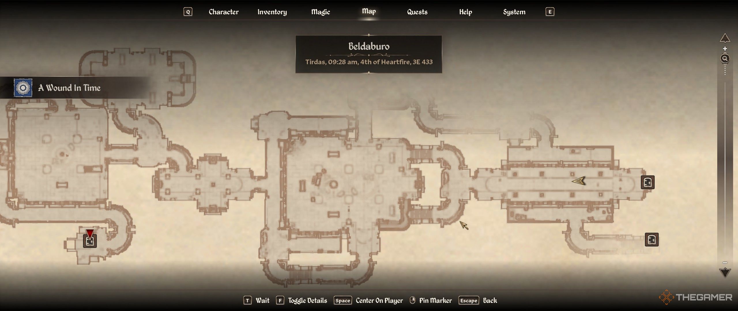 The minimap of the Beldaburo Ayleid Ruin in Oblivion Remastered.