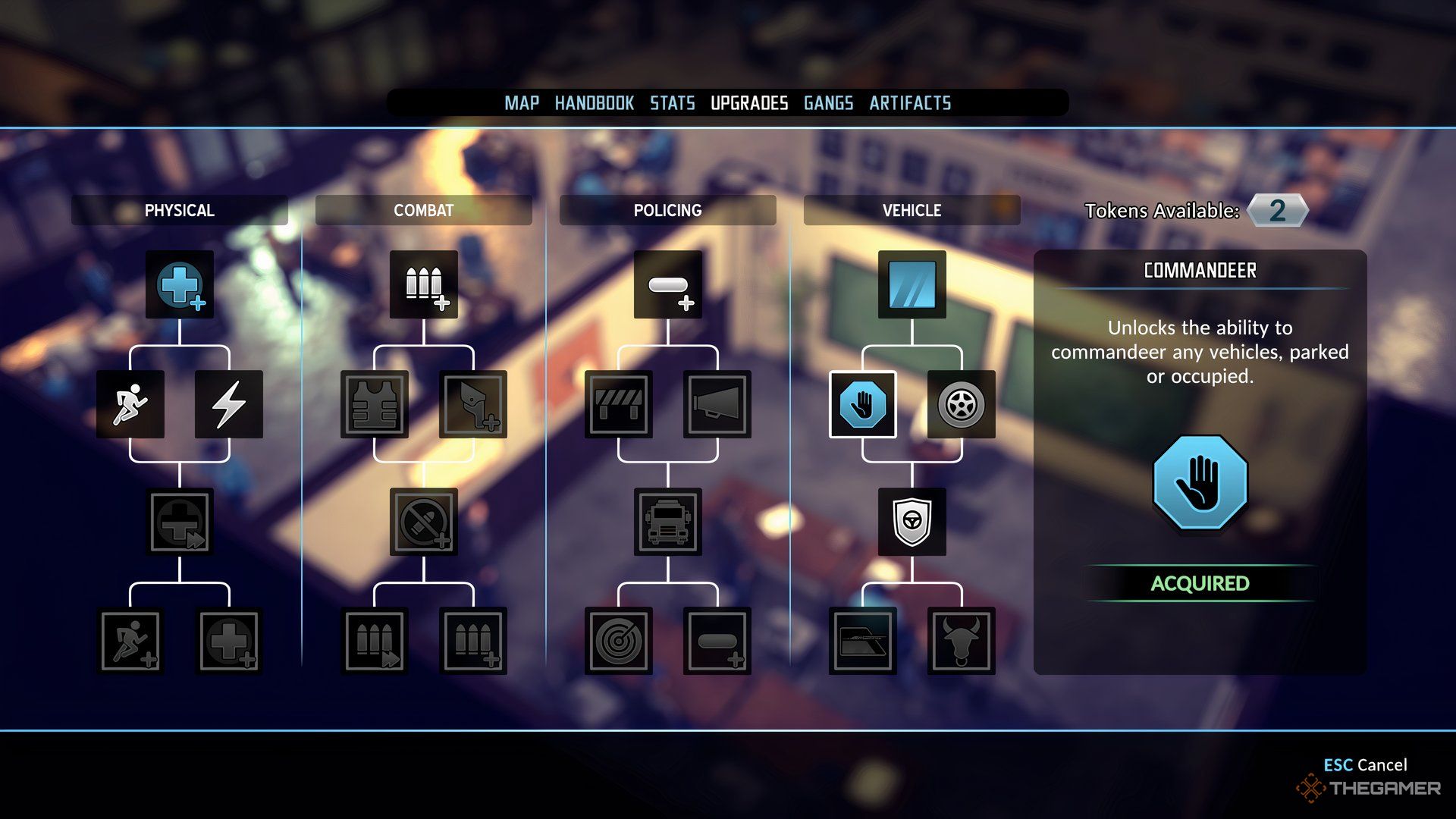The Precinct Upgrade skill commandeer.