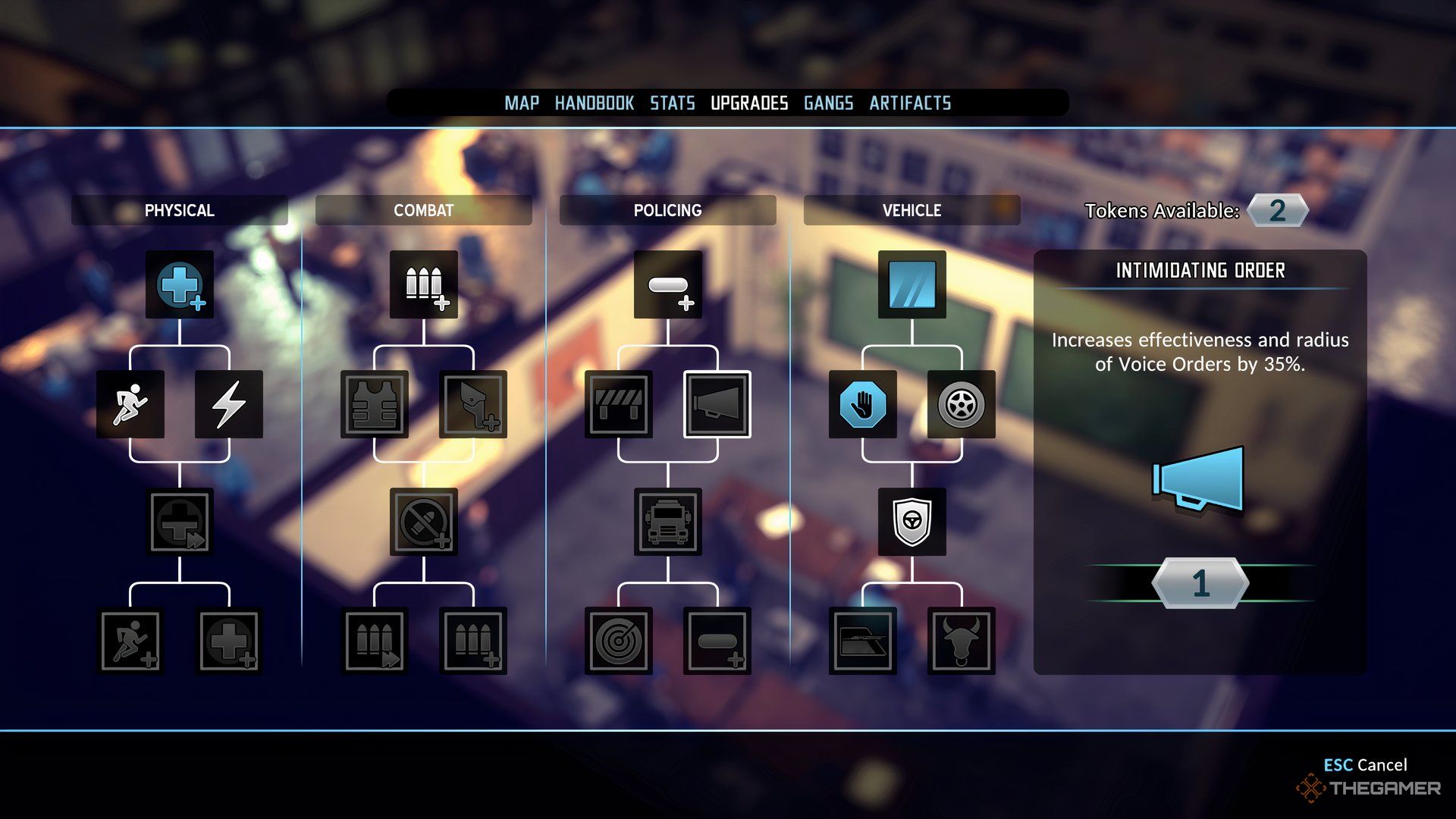The Precinct Upgrade skill intimidating order.