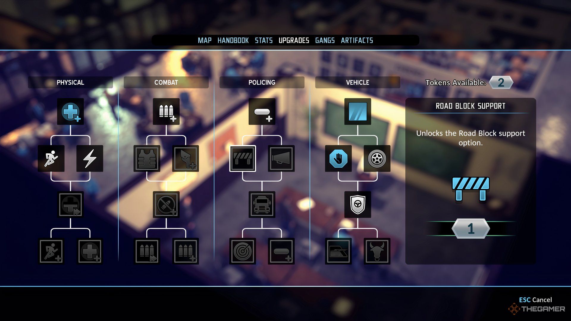 The Precinct Upgrade skill road block support.