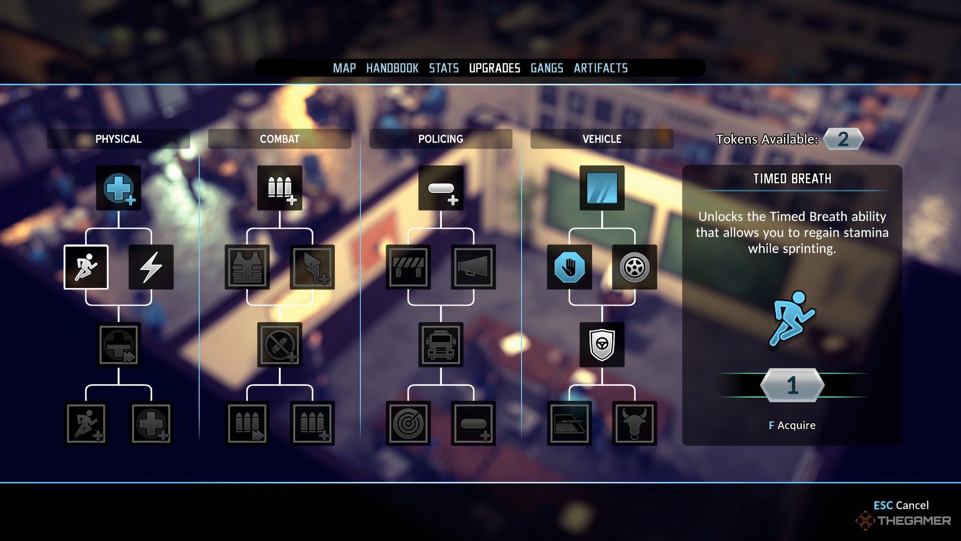 The Precinct Upgrade skill timed breath.