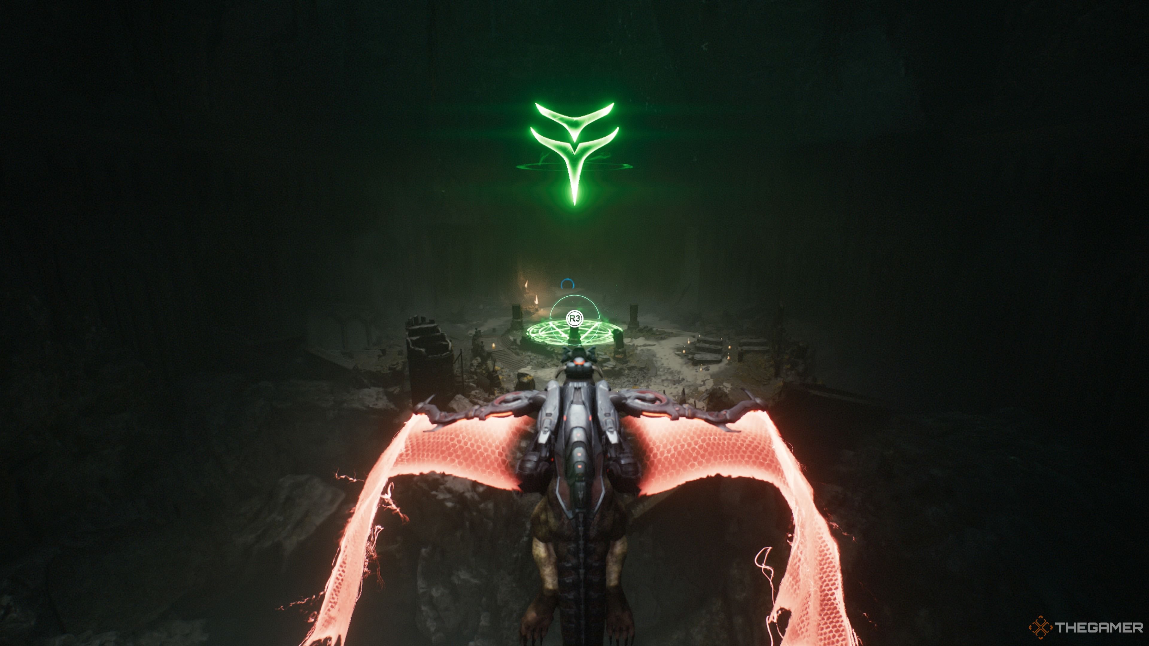 The secret landing platform at the bottom of the Spire Of Nerathul of Doom The Dark Ages.