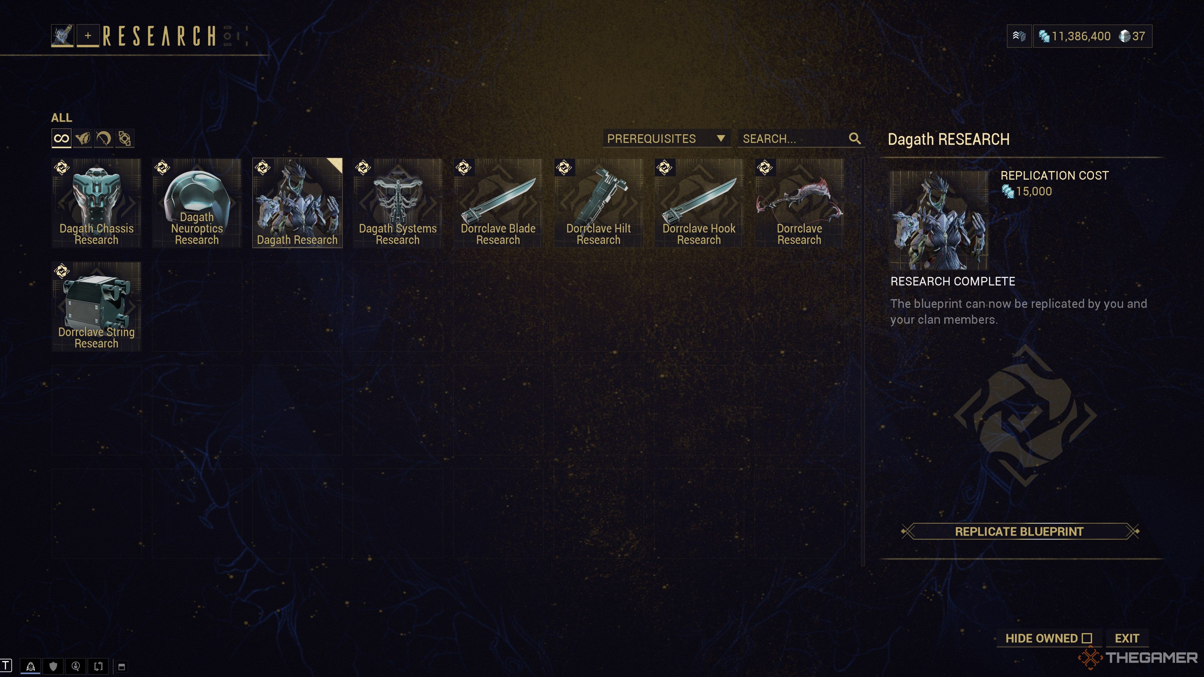 Warframe Dagath Components