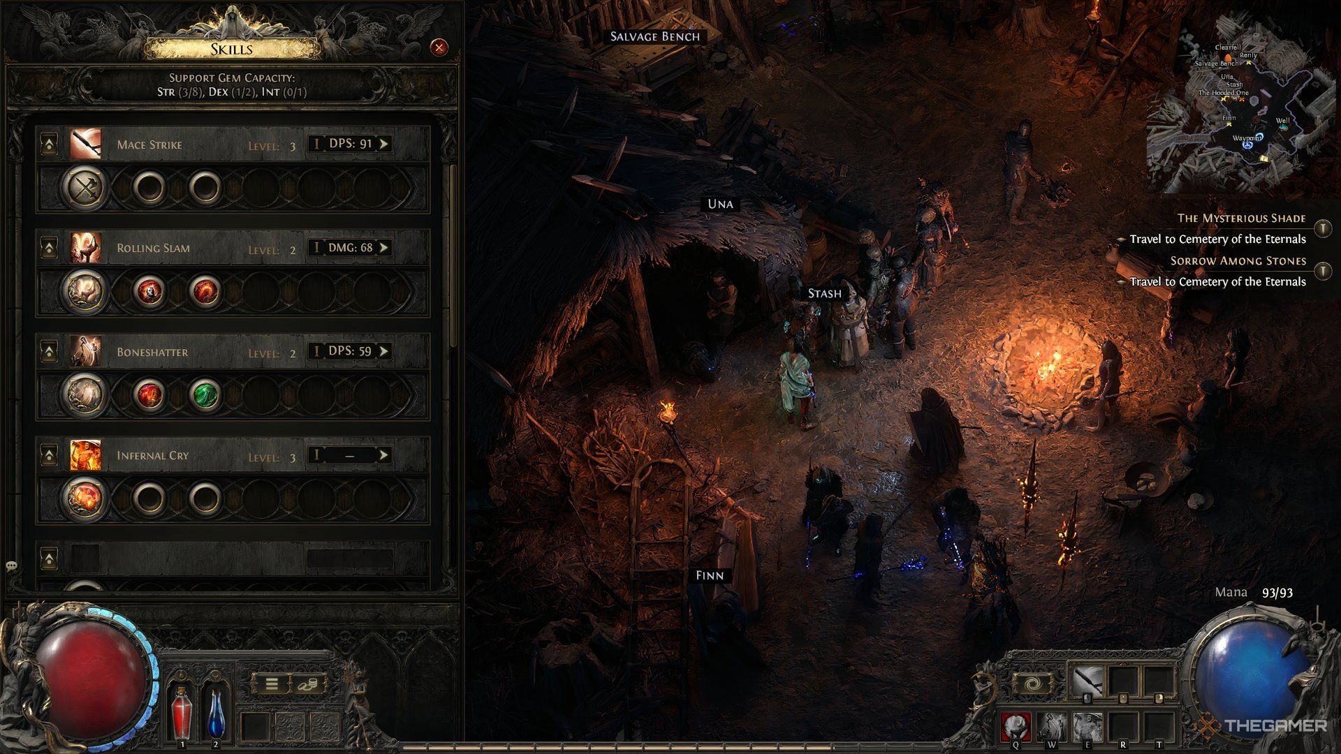 Warrior skill display on the left in Path of Exile 2.