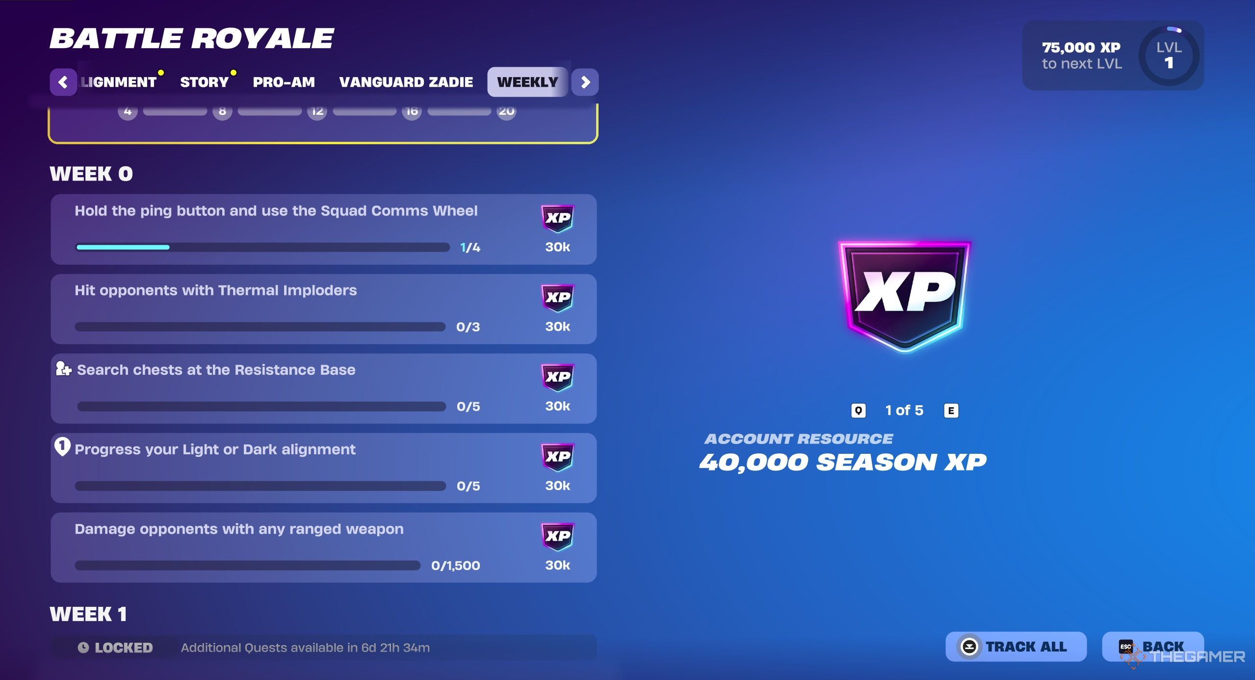 Еженедельные задания Fortnite, Нулевая неделя.