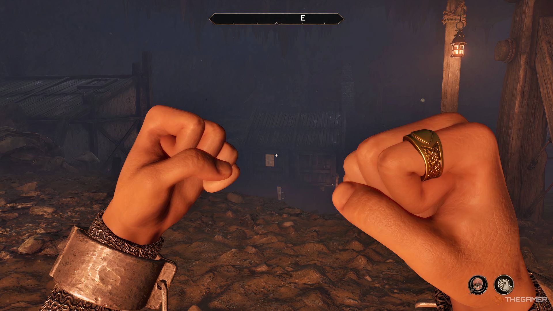 Wrist irons that have been equipped in the Elder Scrolls IV: Oblivion Remastered.